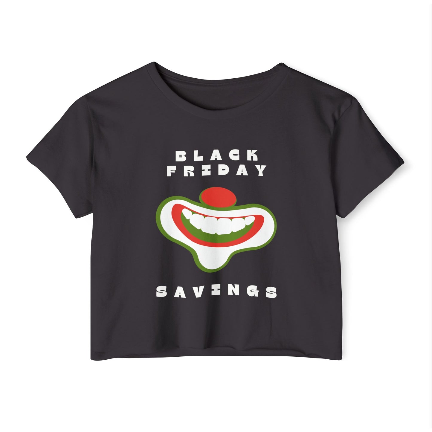 Black Friday (Coupon Clown Grin) Baby Tee Crop Top