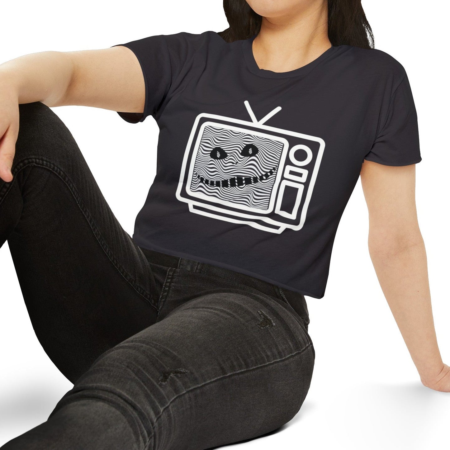 Cursed TV Crop Top Baby Tee