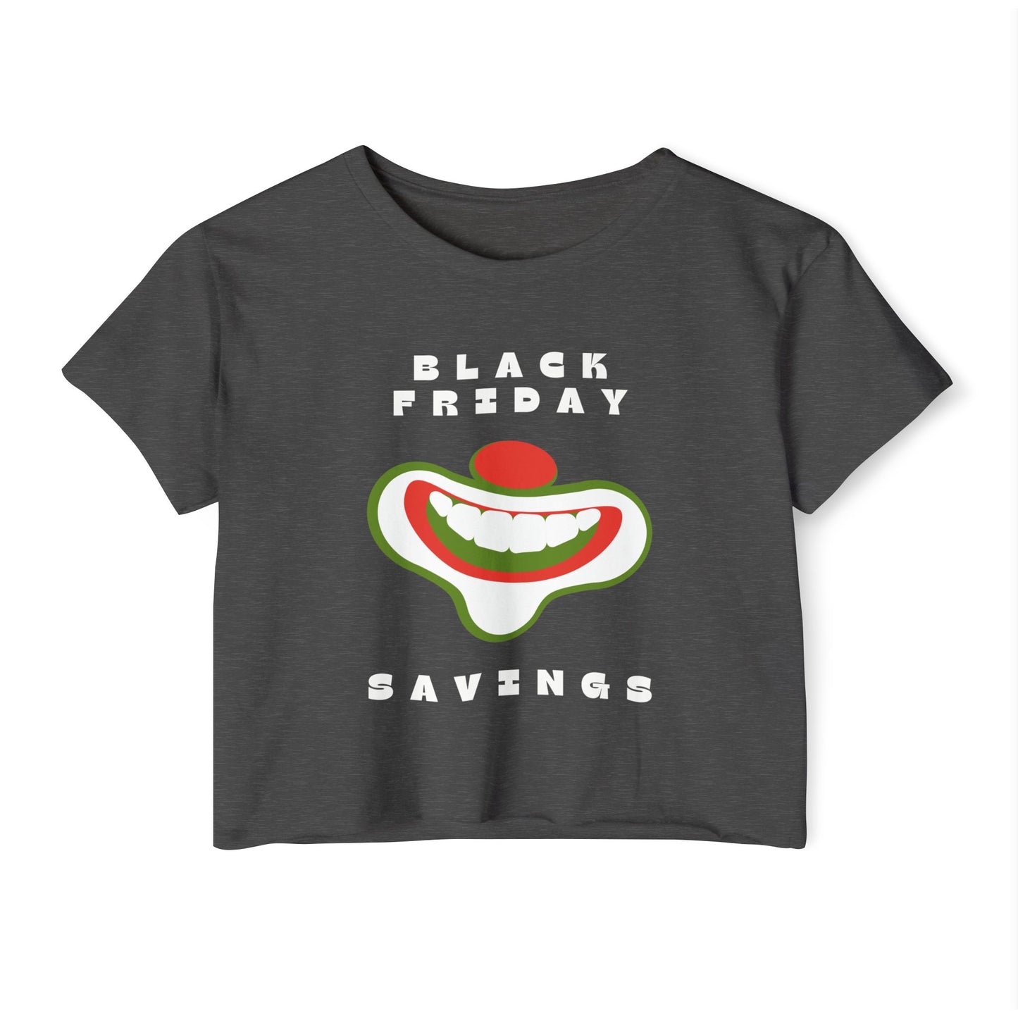 Black Friday (Coupon Clown Grin) Baby Tee Crop Top