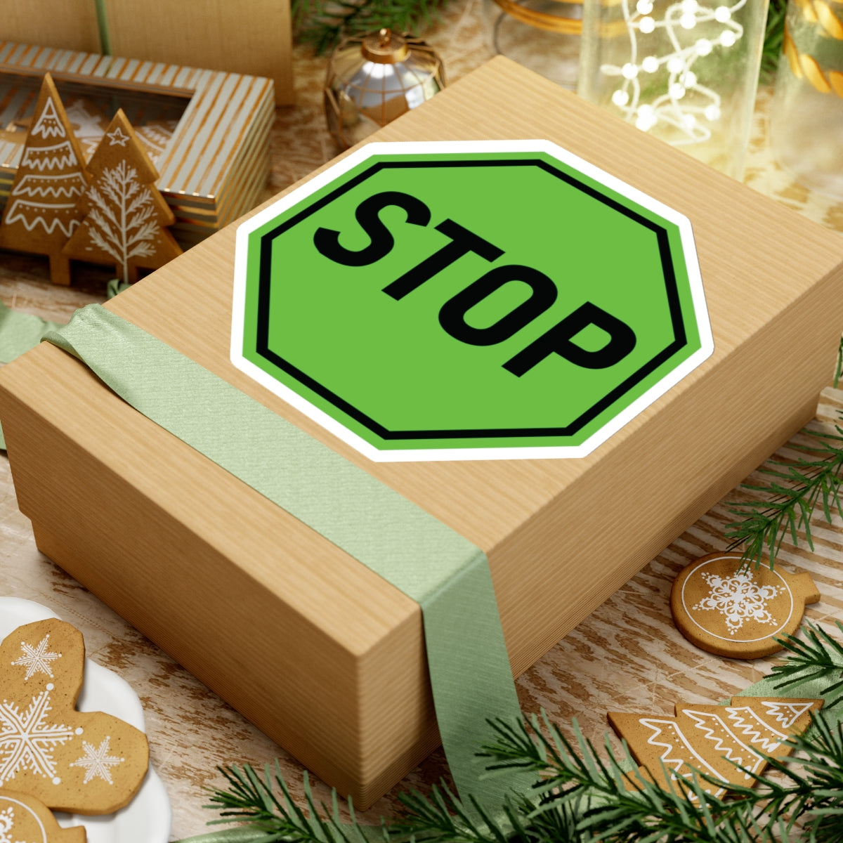 Green Stop Sign Sticker