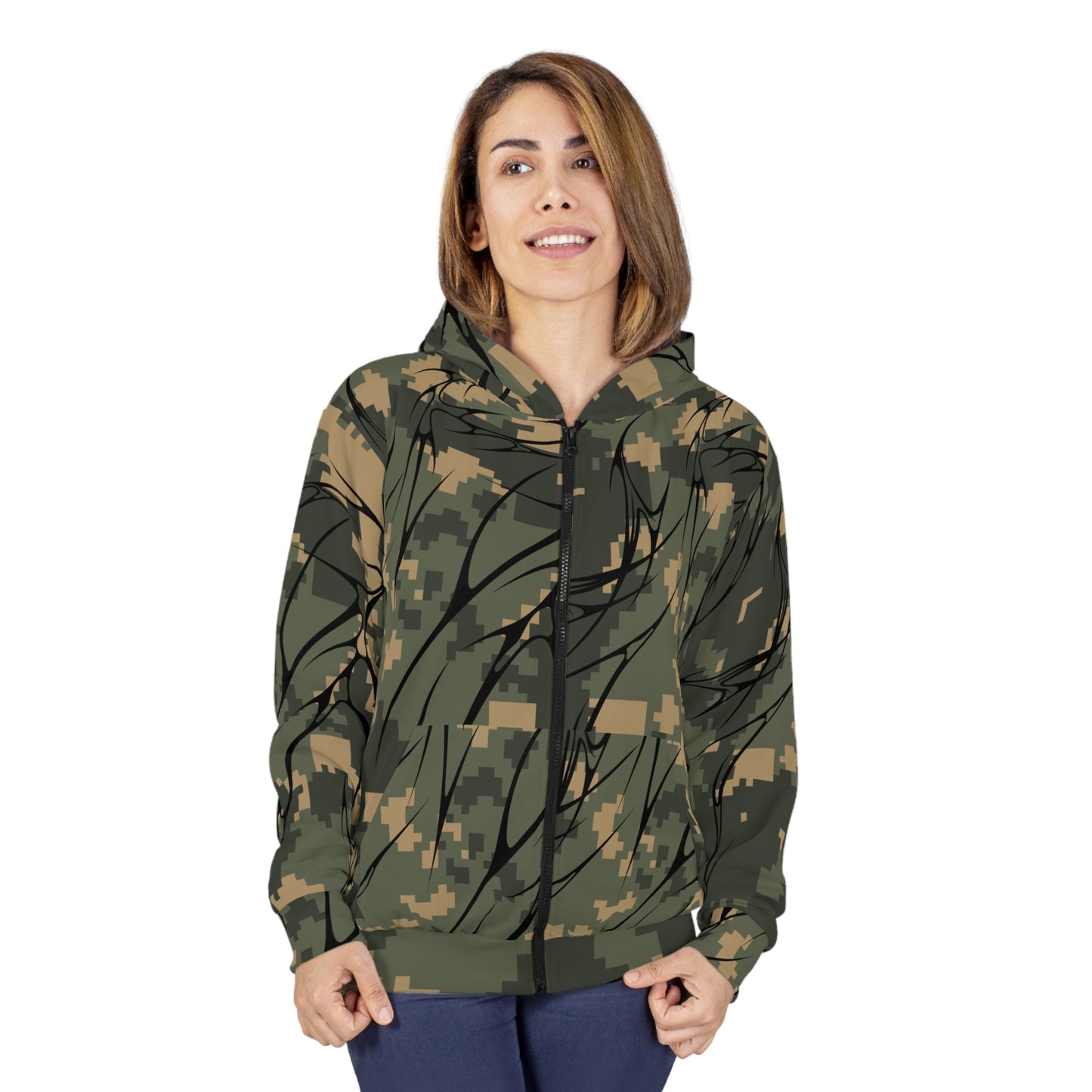 Cyber Sigil Digital Camo Zip Up Hoodie
