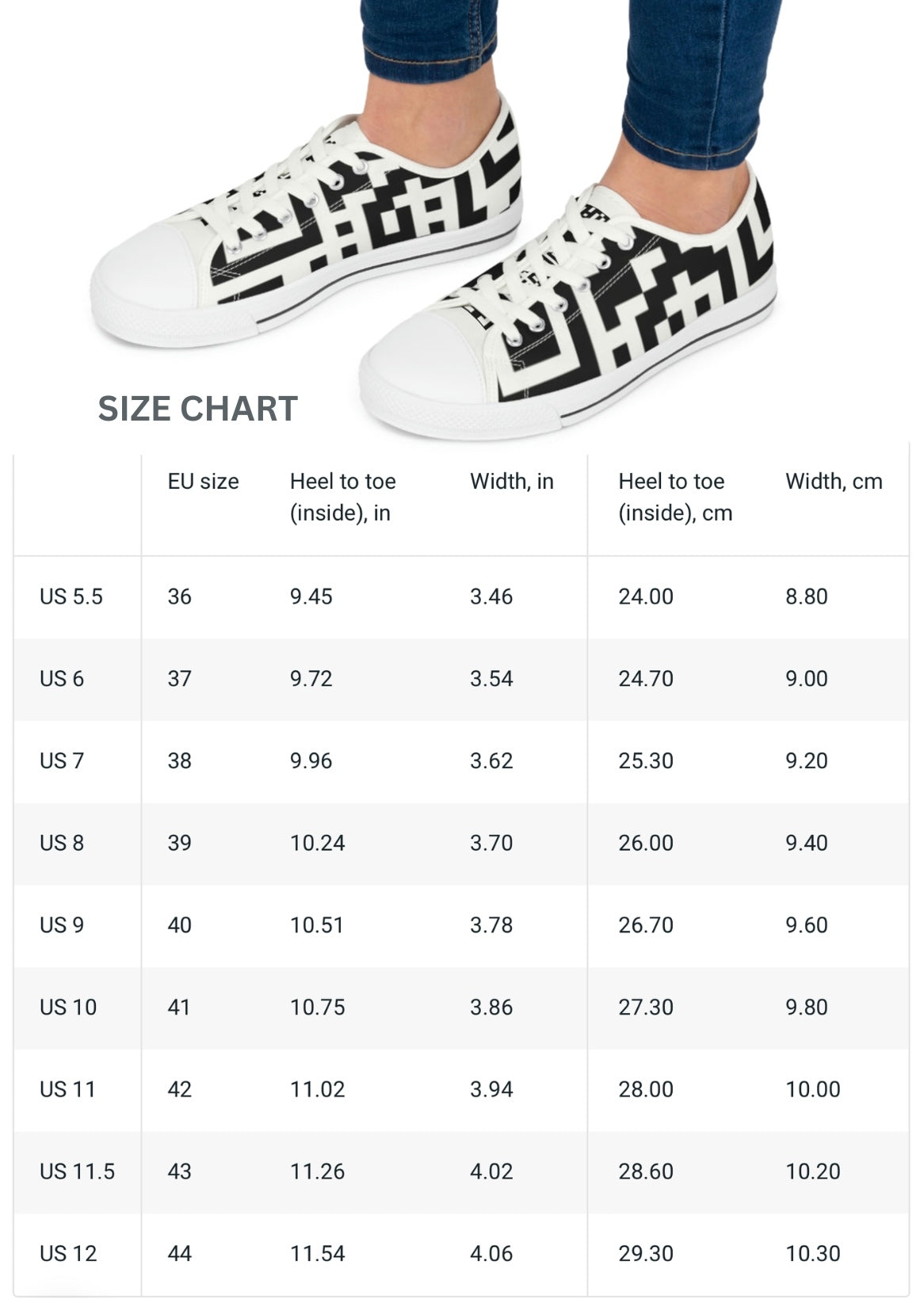 Women's QR Print Low Top Sneakers