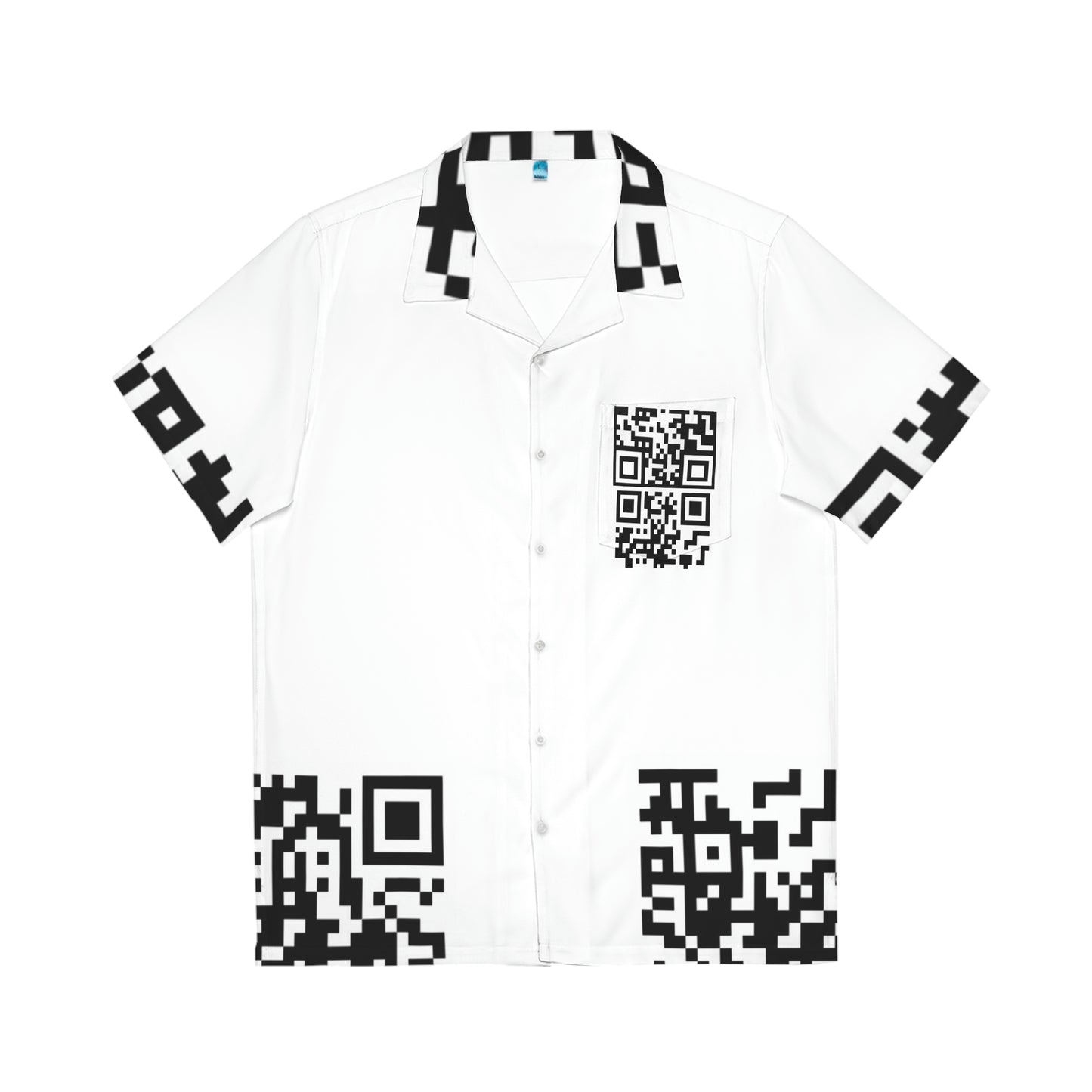 QR Print Oversized Button Down Shirt
