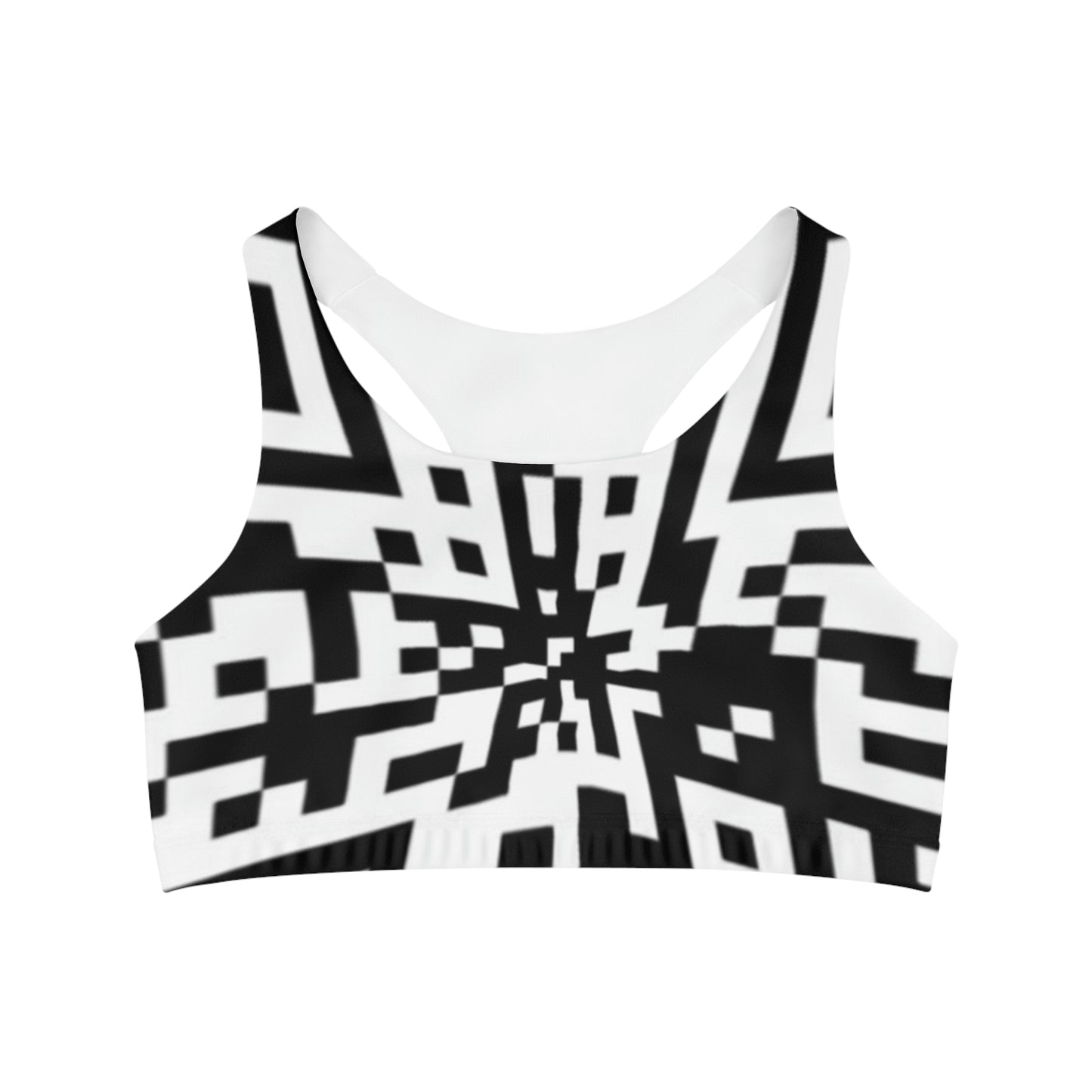 Trippy QR Print Sports Bra