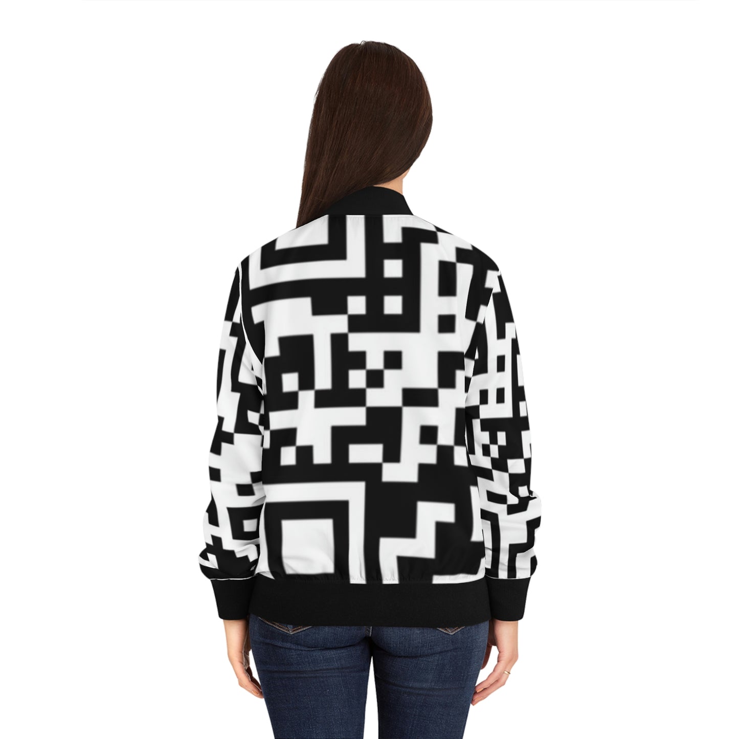 Women's QR Print Bomber Jacket