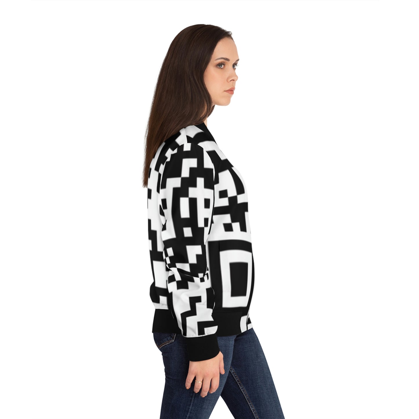 Women's QR Print Bomber Jacket
