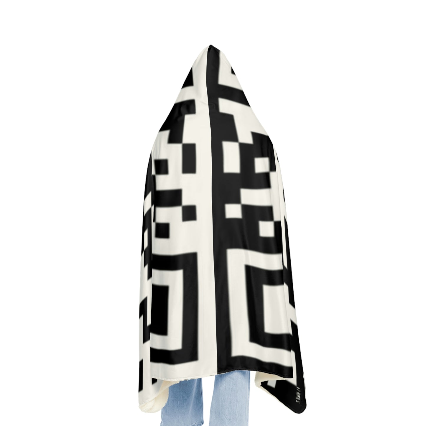 Warm "Meta Moth" QR Print Hooded Cloak
