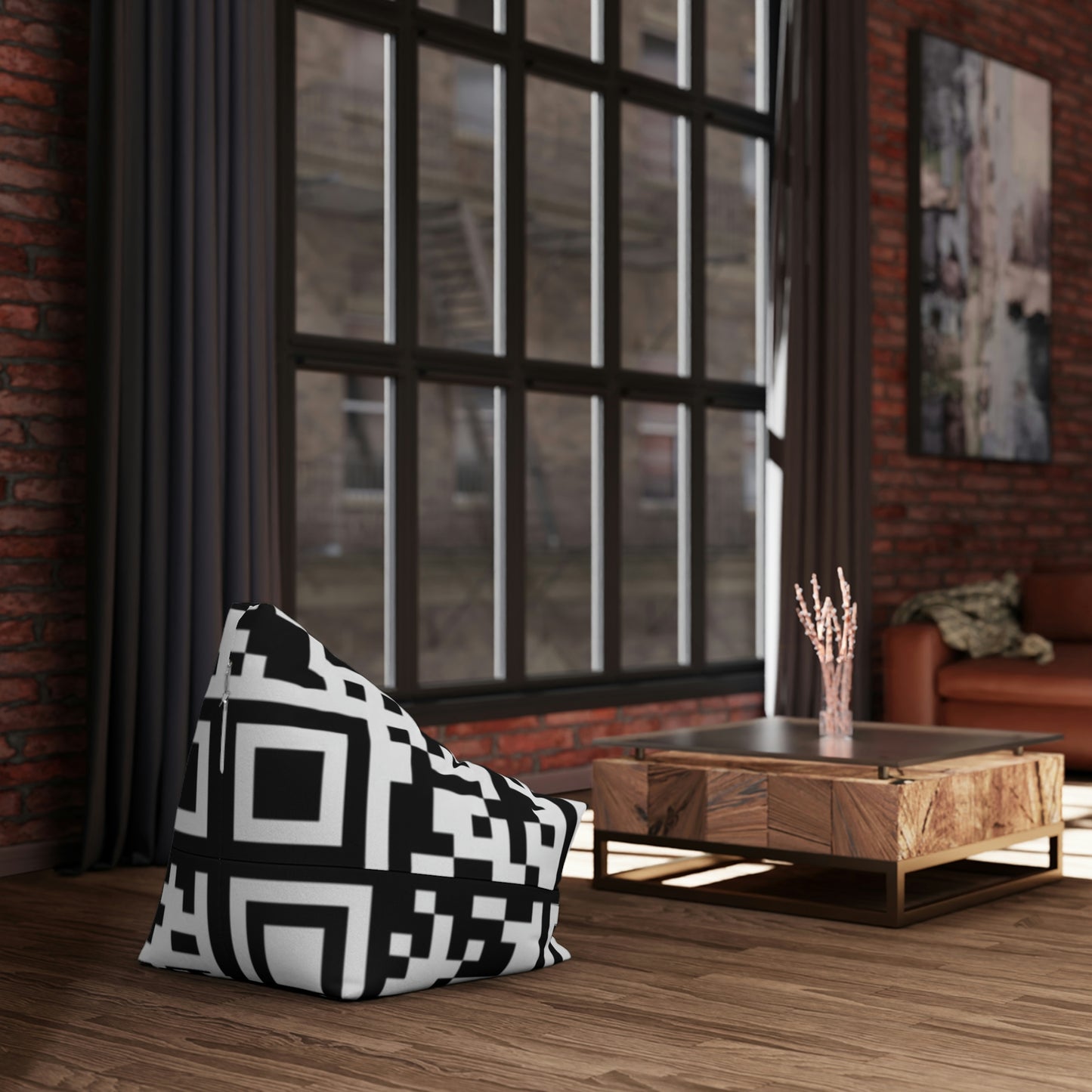 QR Print Bean Bag Chair Cover