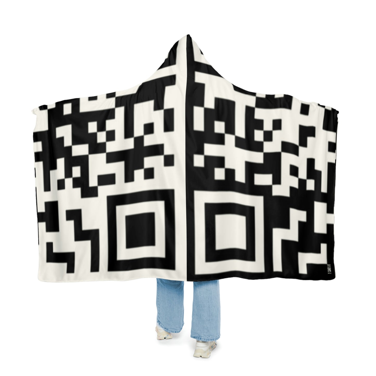 Warm "Meta Moth" QR Print Hooded Cloak