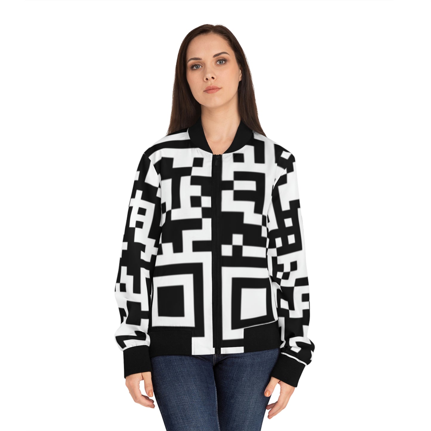 Women's QR Print Bomber Jacket