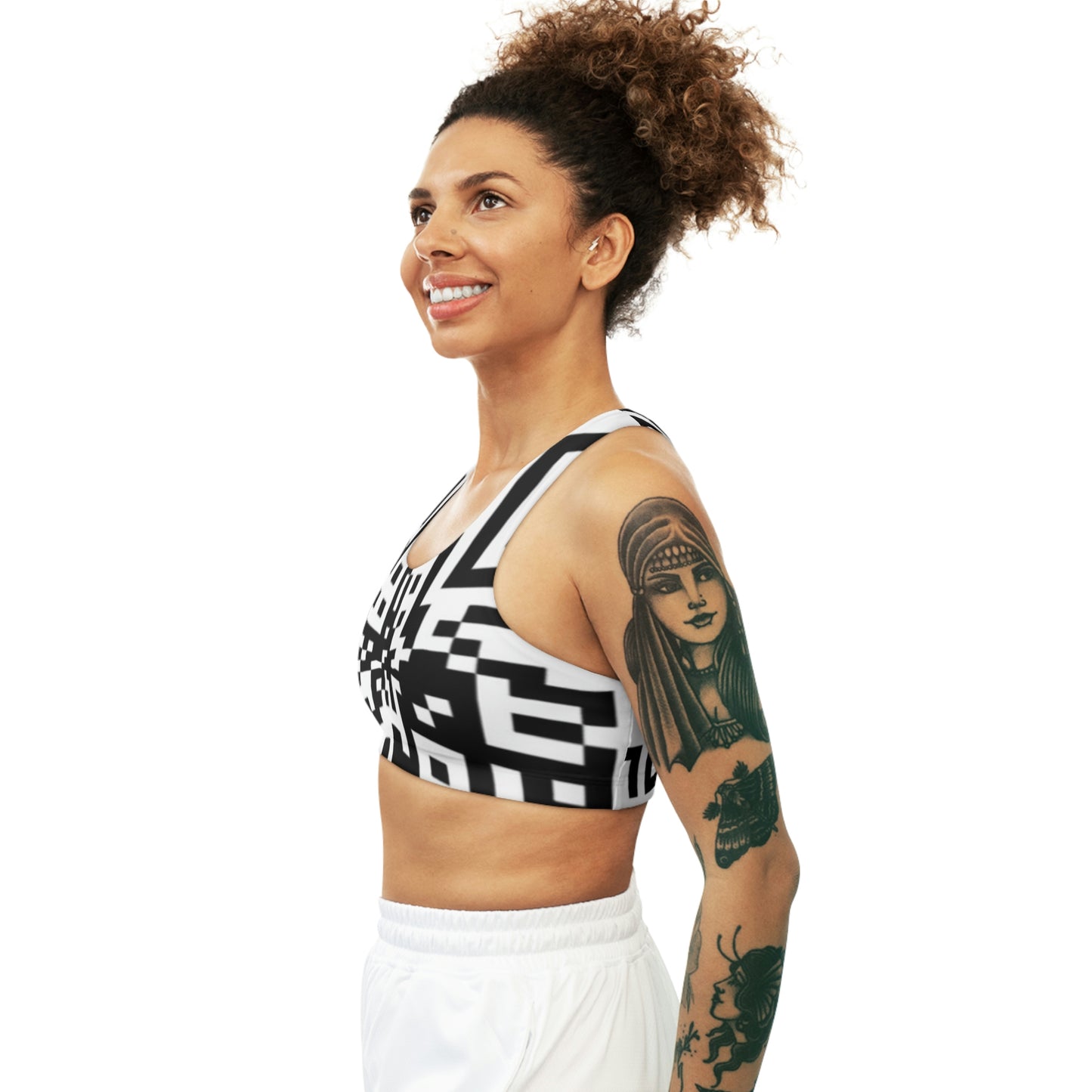 Trippy QR Print Sports Bra