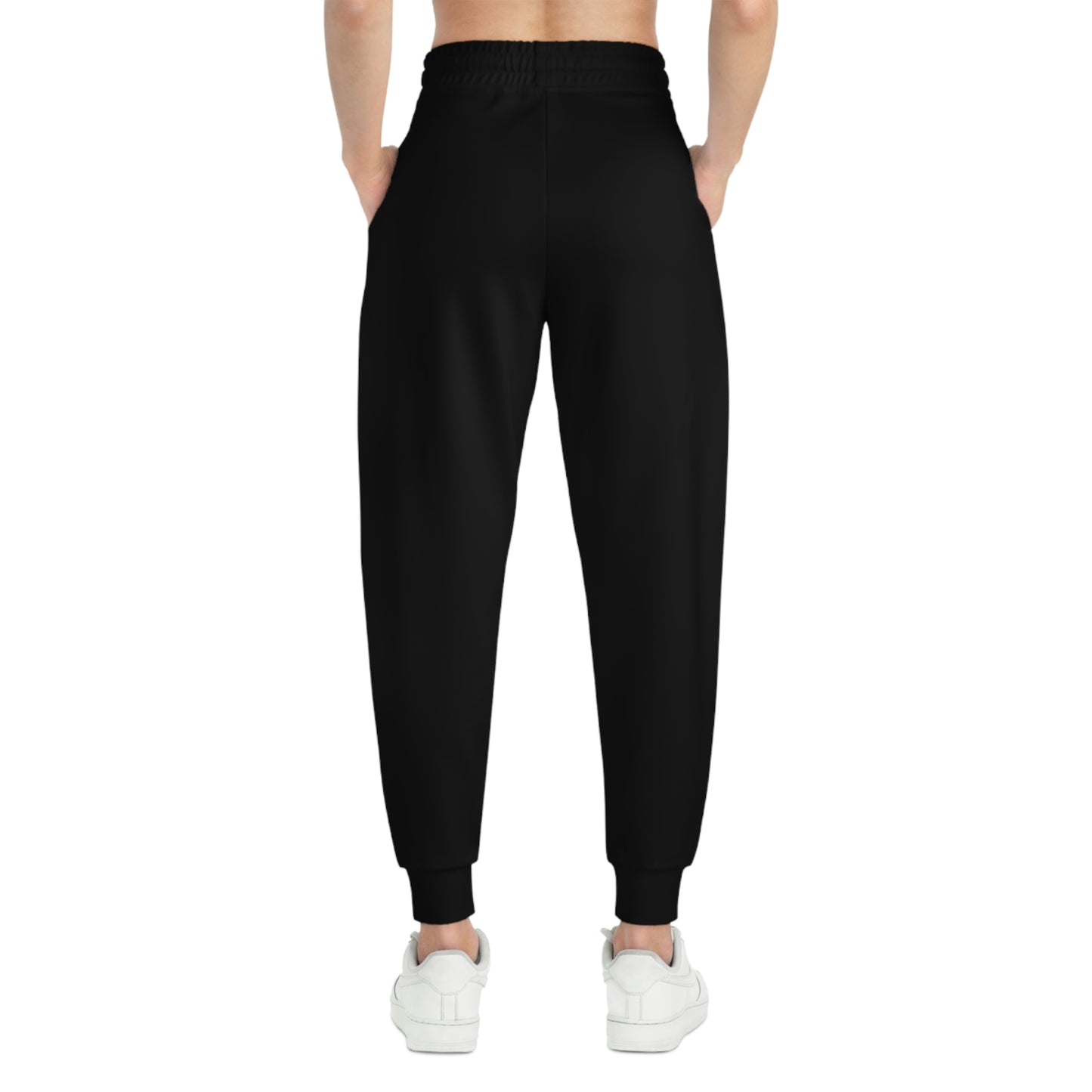 QR Print Side Stripe Black Joggers