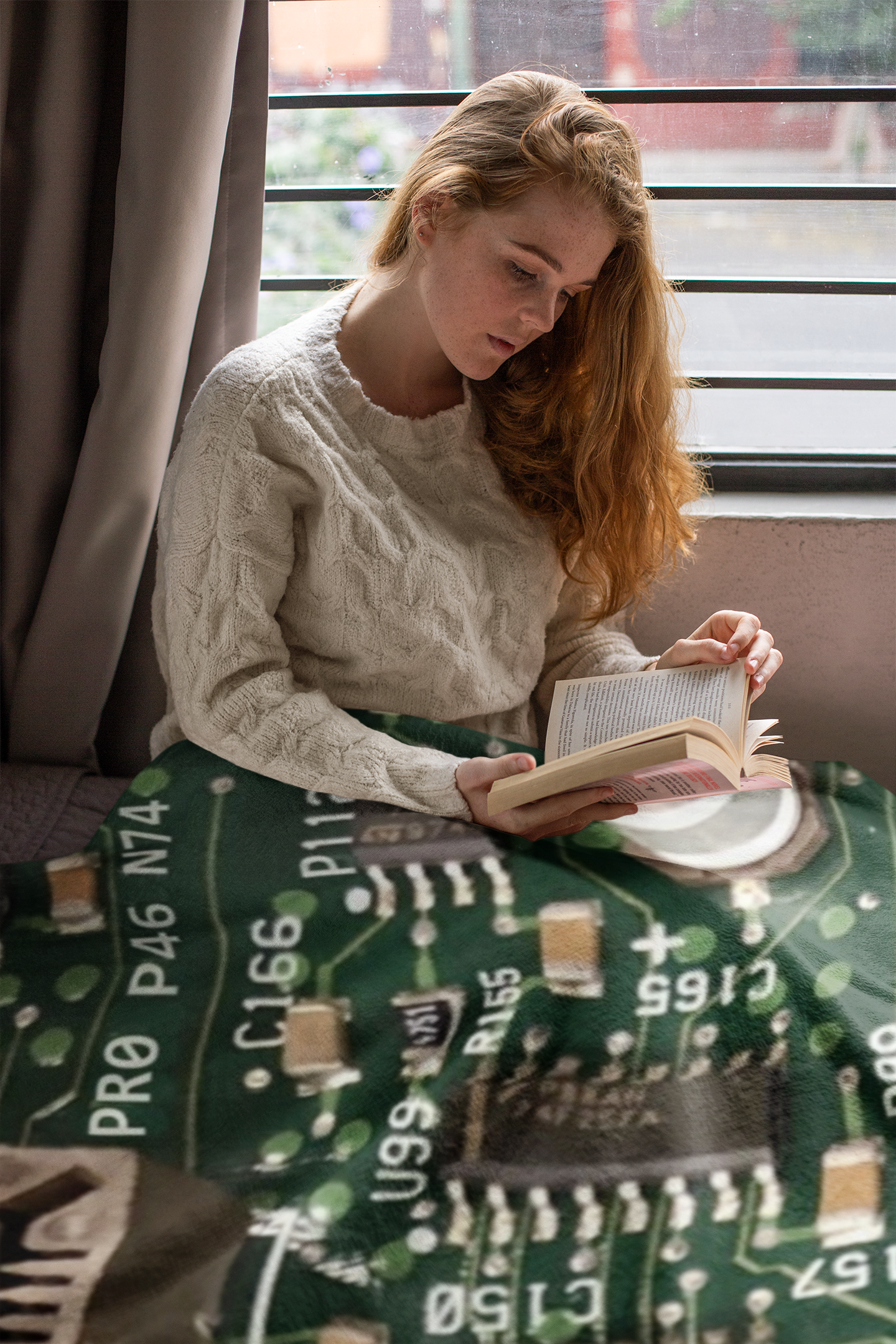 Circuitboard Velveteen Plush Throw Blanket