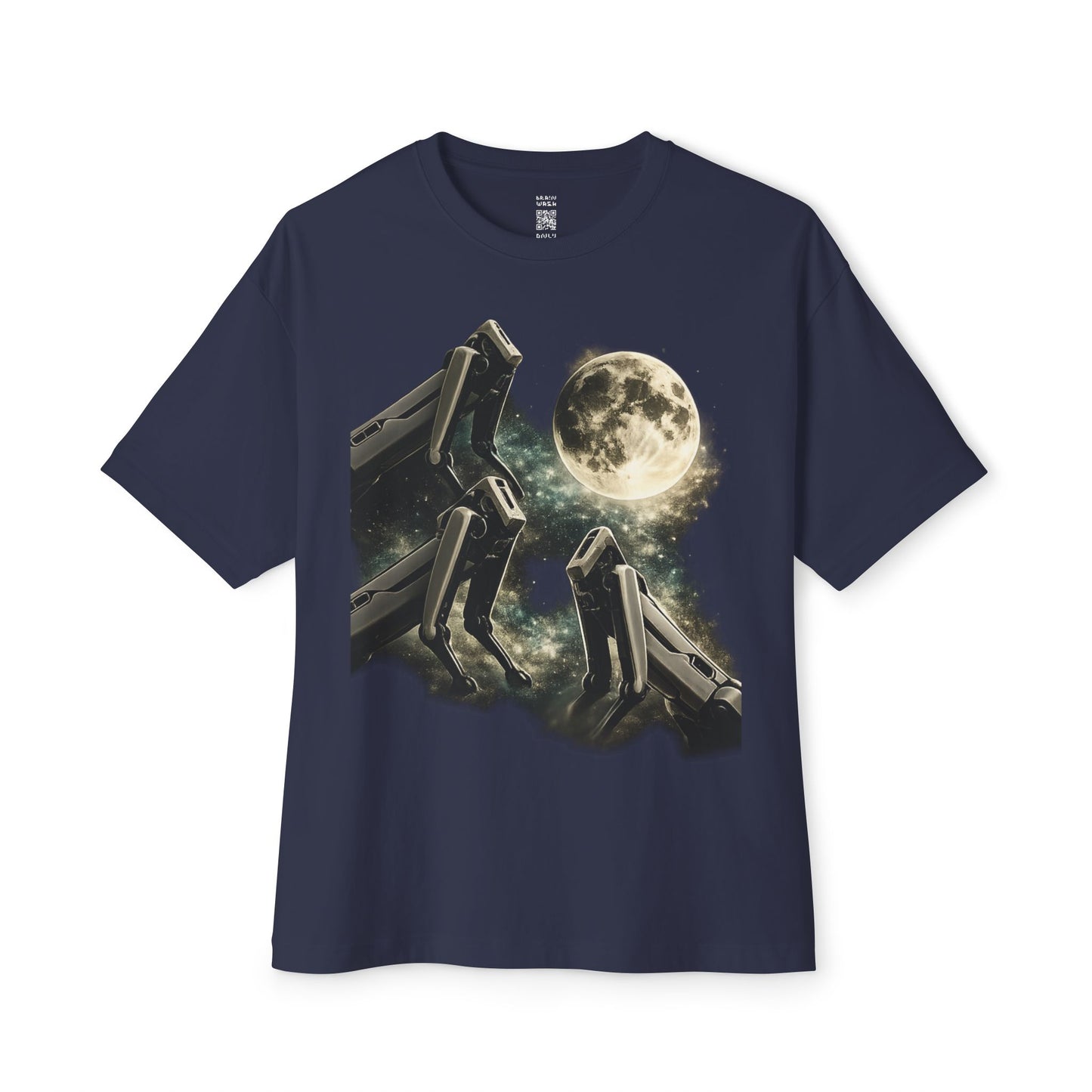 3 Robot Wolves Howling at the Moon Oversized Tee