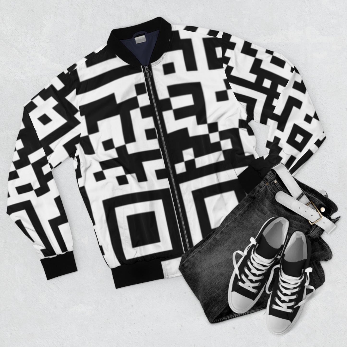 Men’s QR Print Bomber Jacket