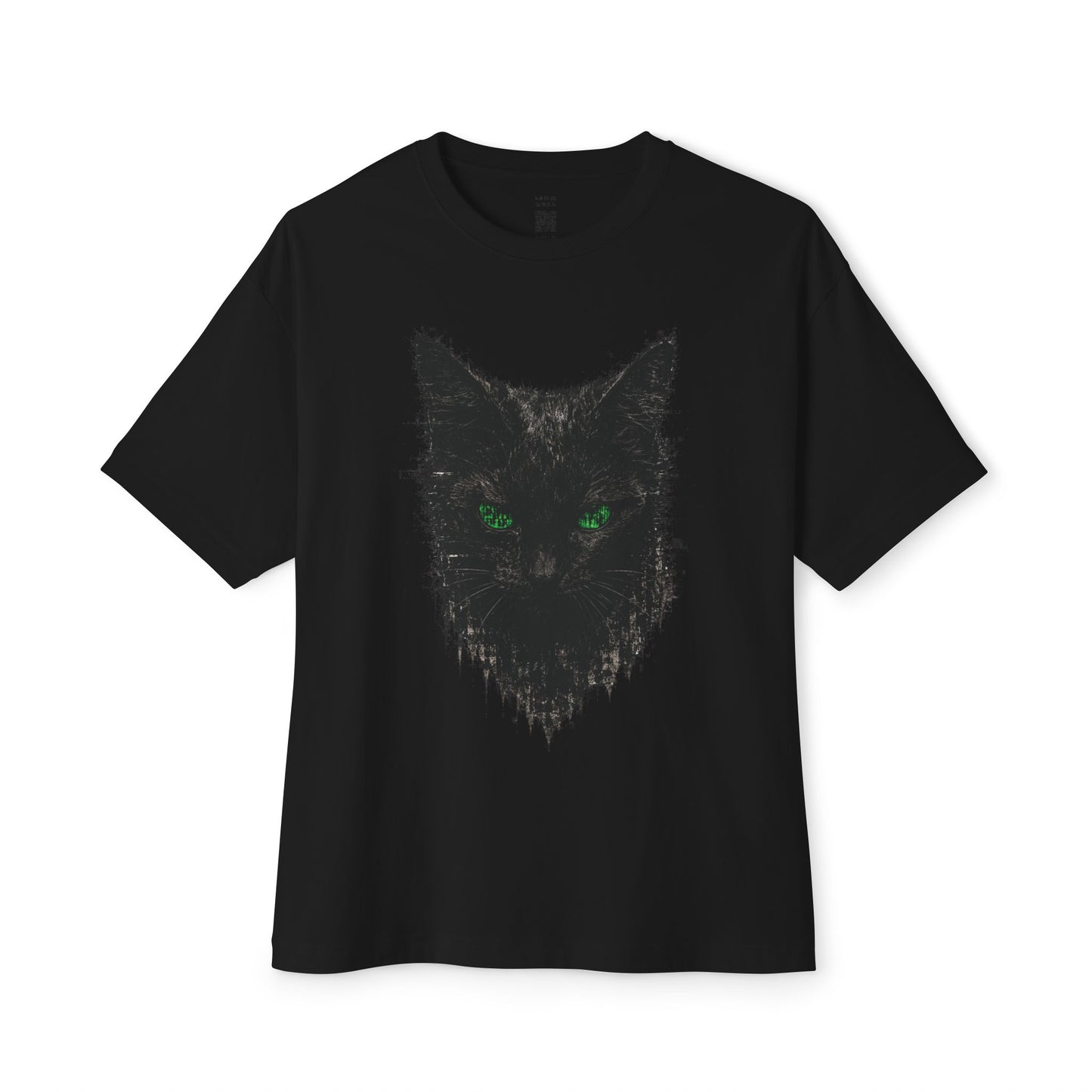 Matrix Eyed Black Cat Oversized Tee