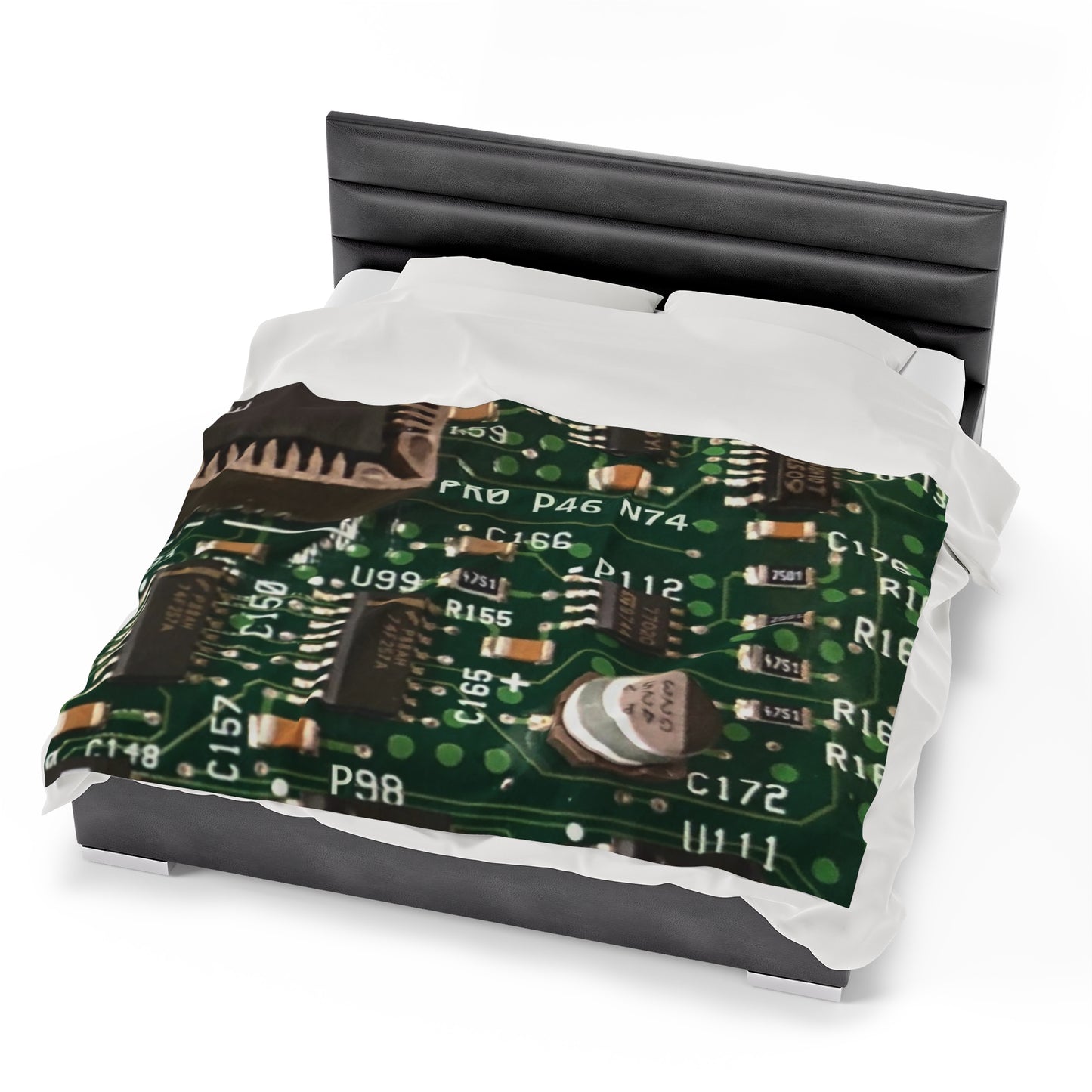 Circuitboard Velveteen Plush Throw Blanket