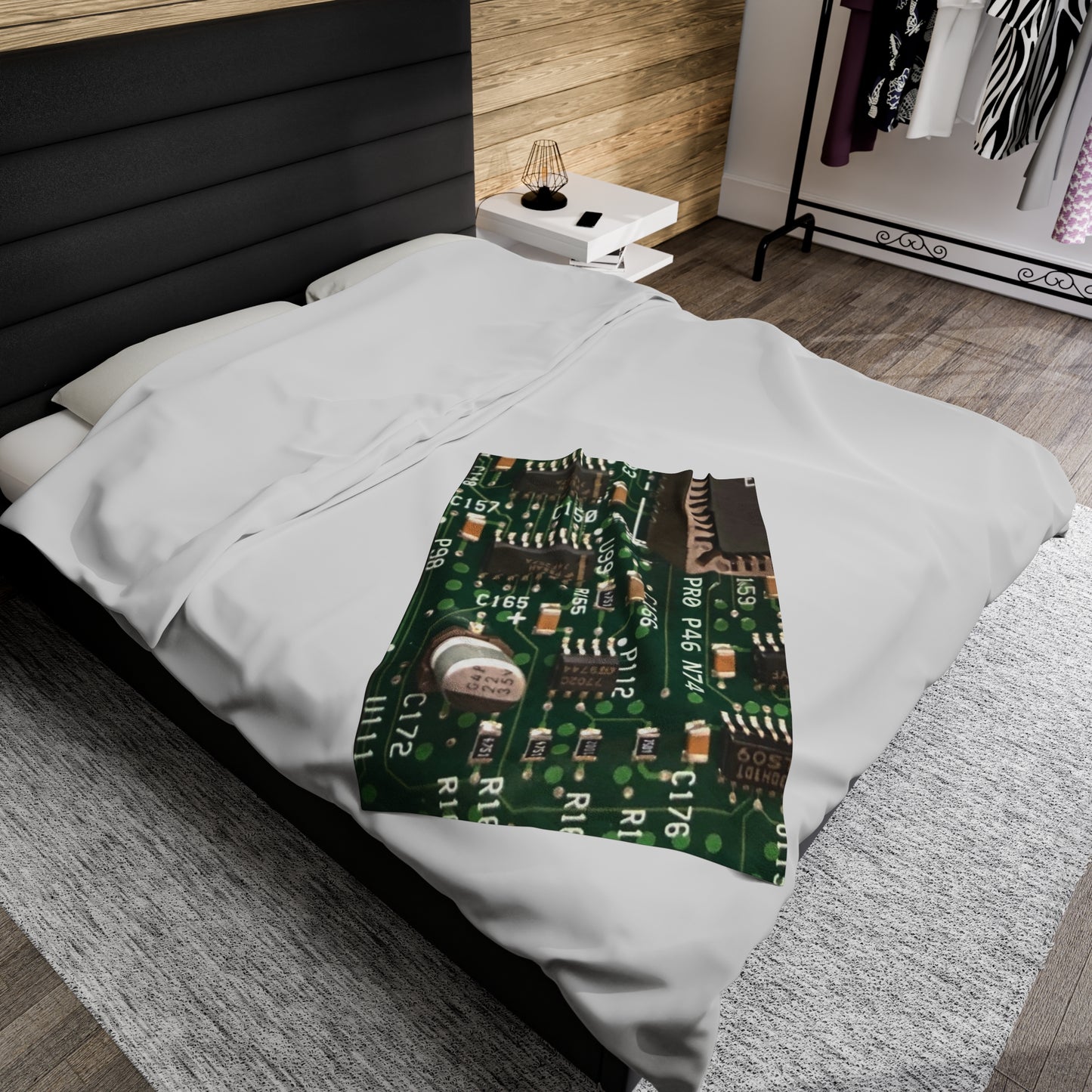 Circuitboard Velveteen Plush Throw Blanket