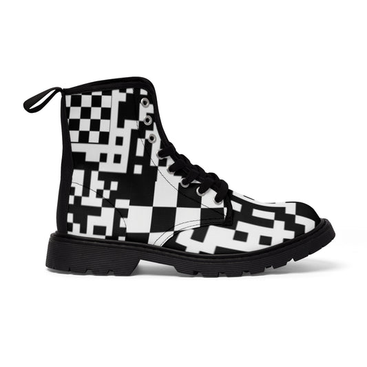 Women's QR Checkered Combat Boots