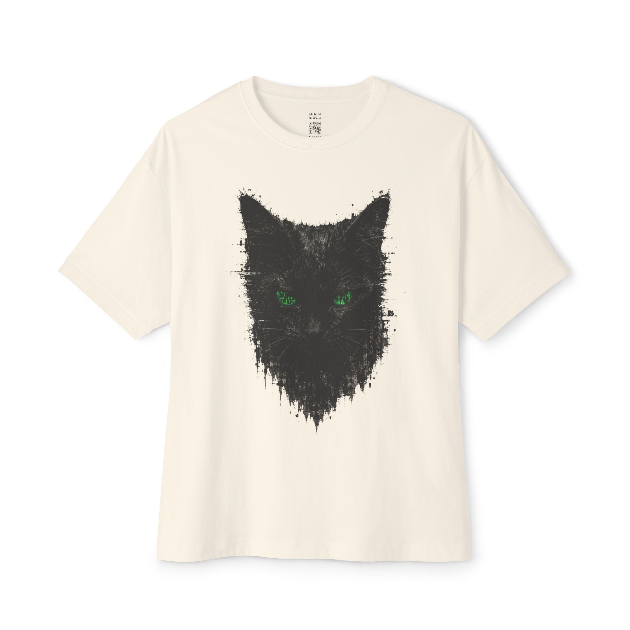 Matrix Eyed Black Cat Oversized Tee