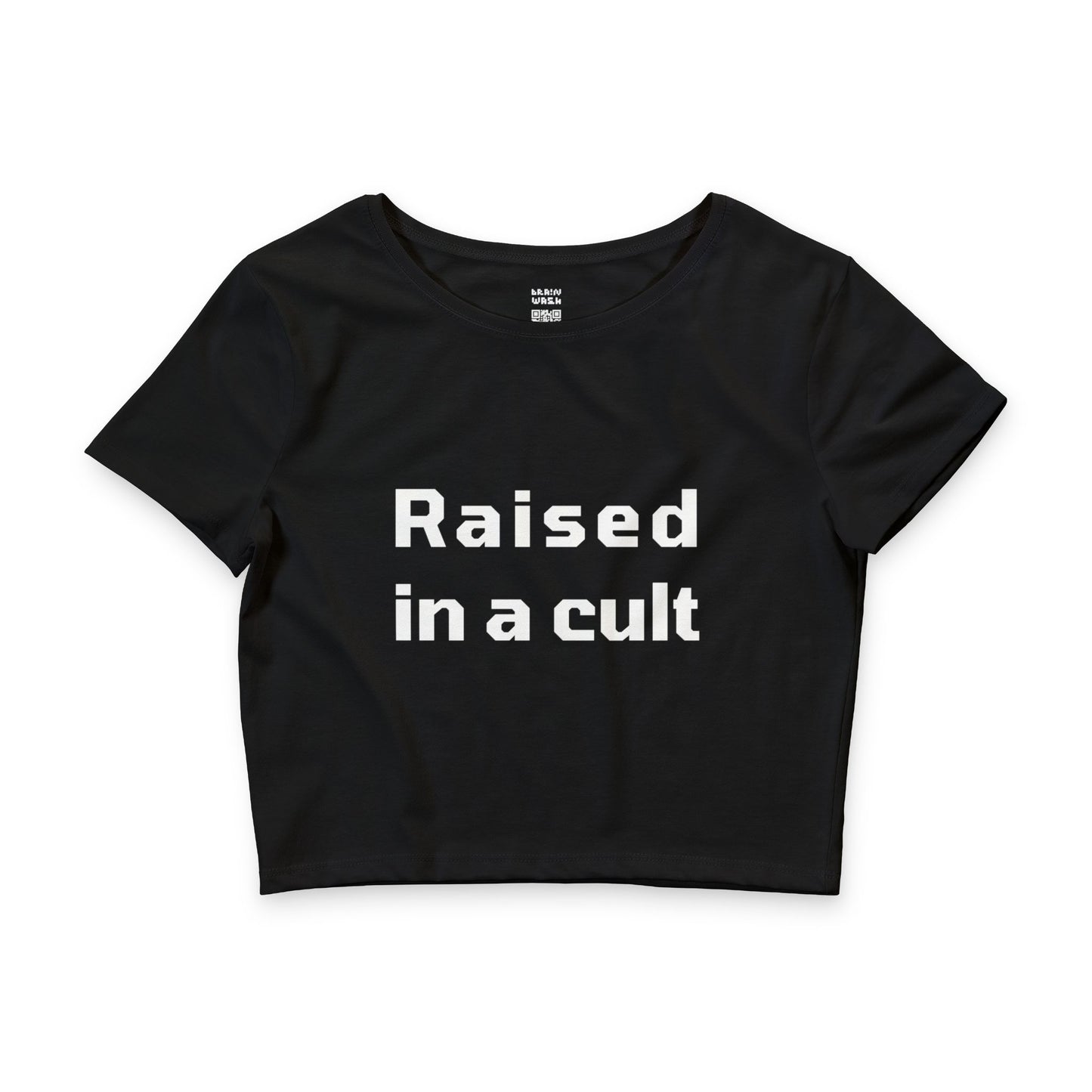 Raised In A Cult Crop Top Baby Tee