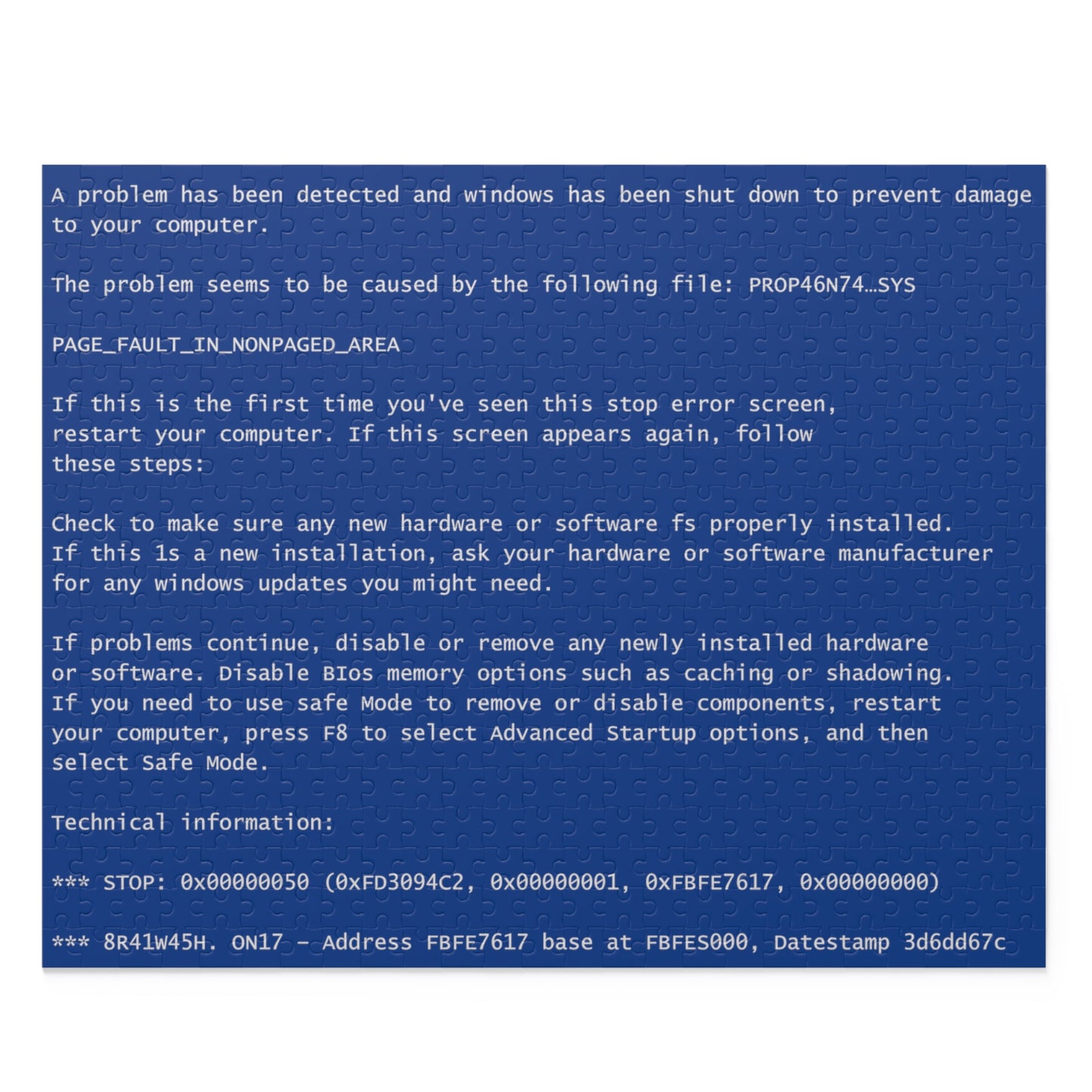 BSoD (Blue Screen of Death) Jigsaw Puzzle