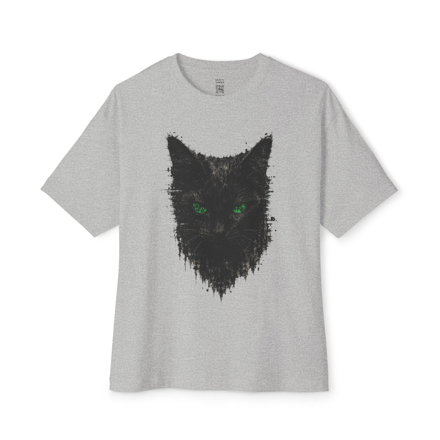 Matrix Eyed Black Cat Oversized Tee