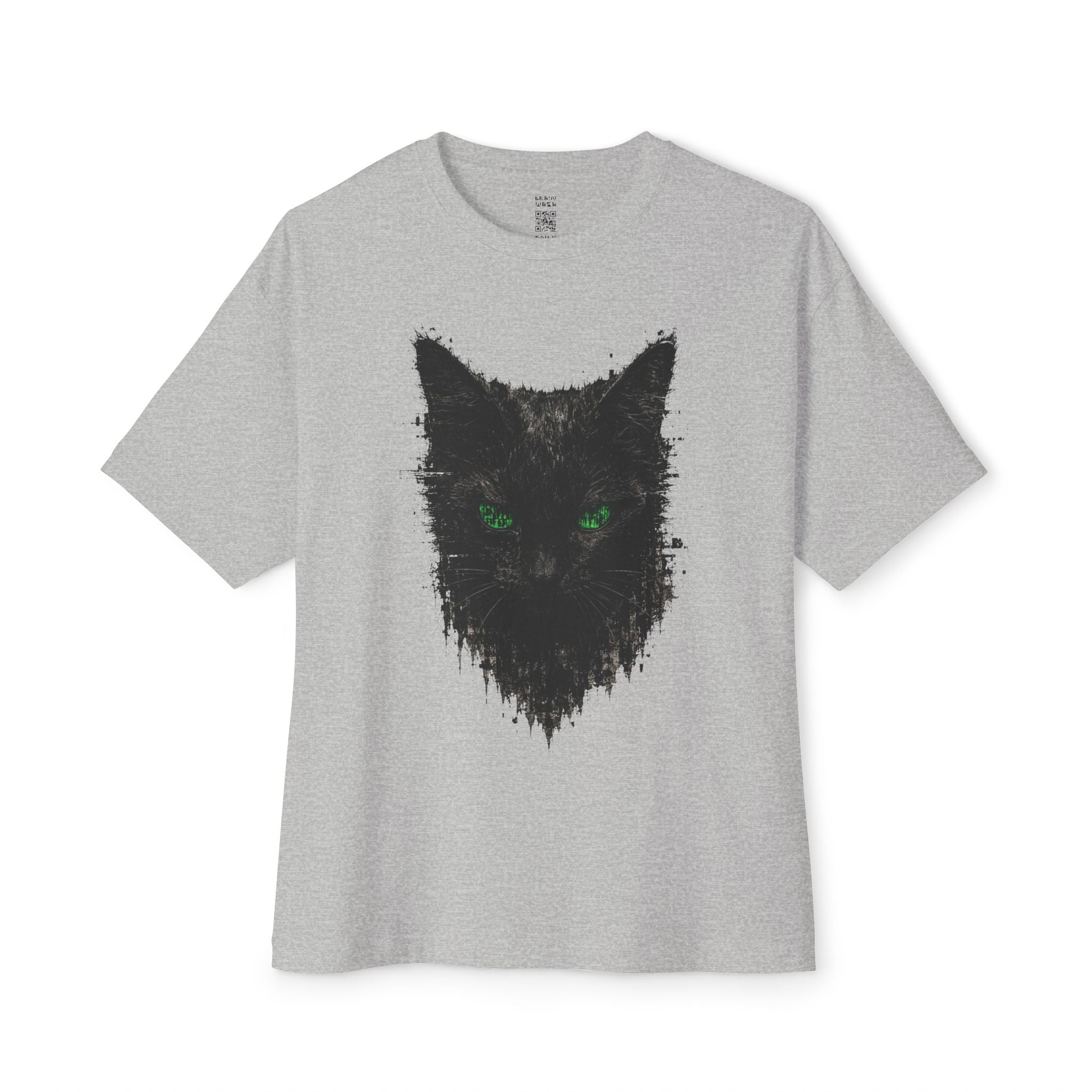 Matrix Eyed Black Cat Oversized Tee