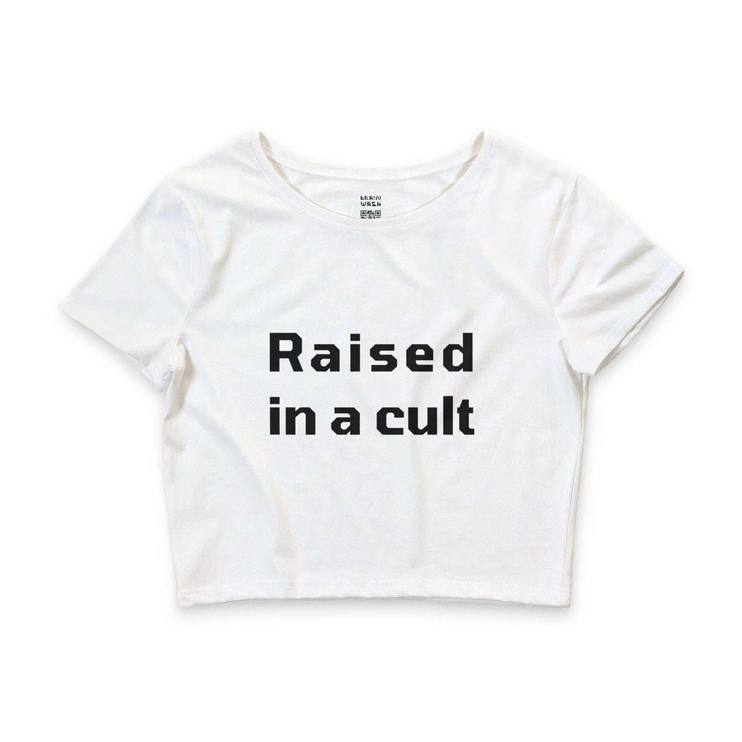 Raised In A Cult Crop Top Baby Tee