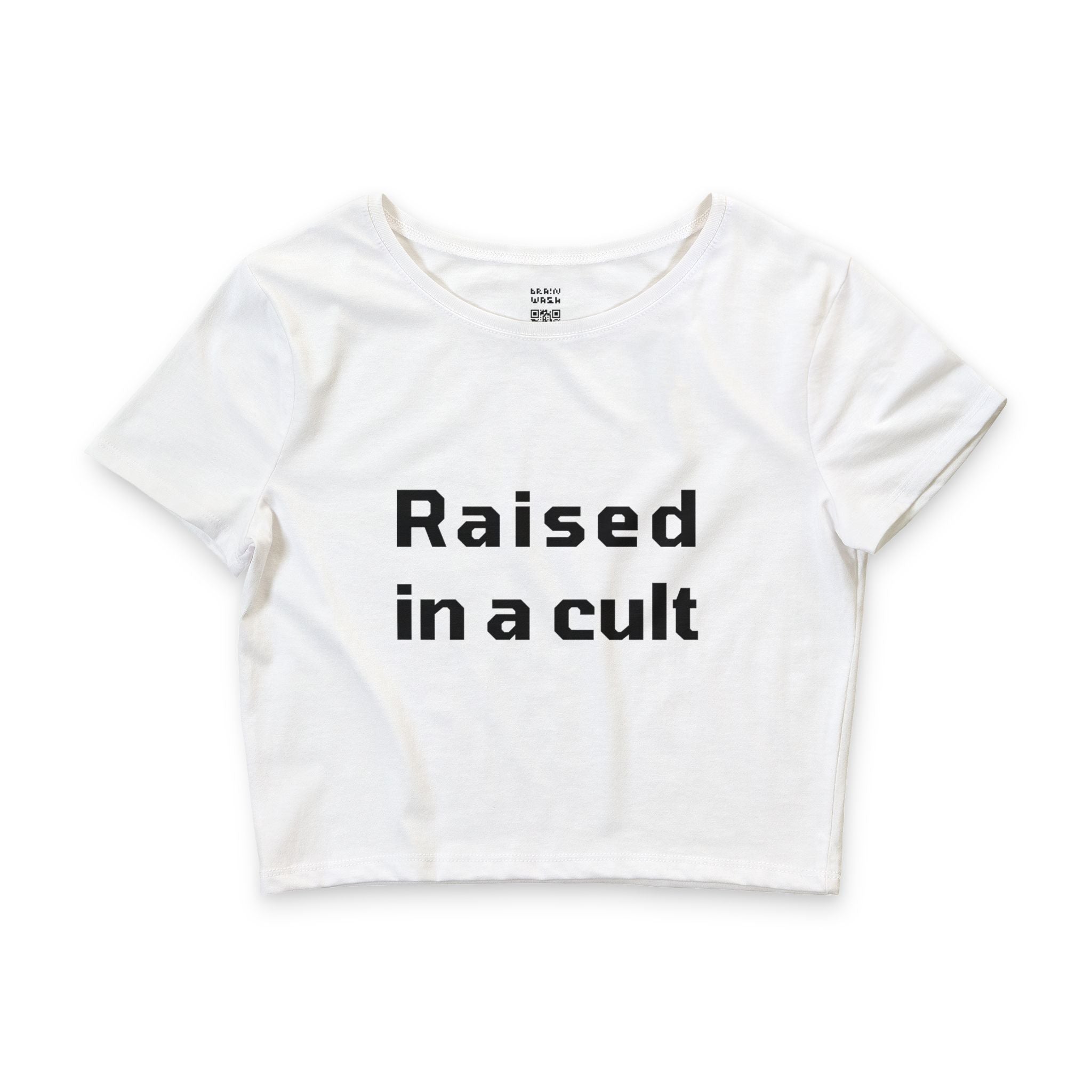 Raised In A Cult Crop Top Baby Tee