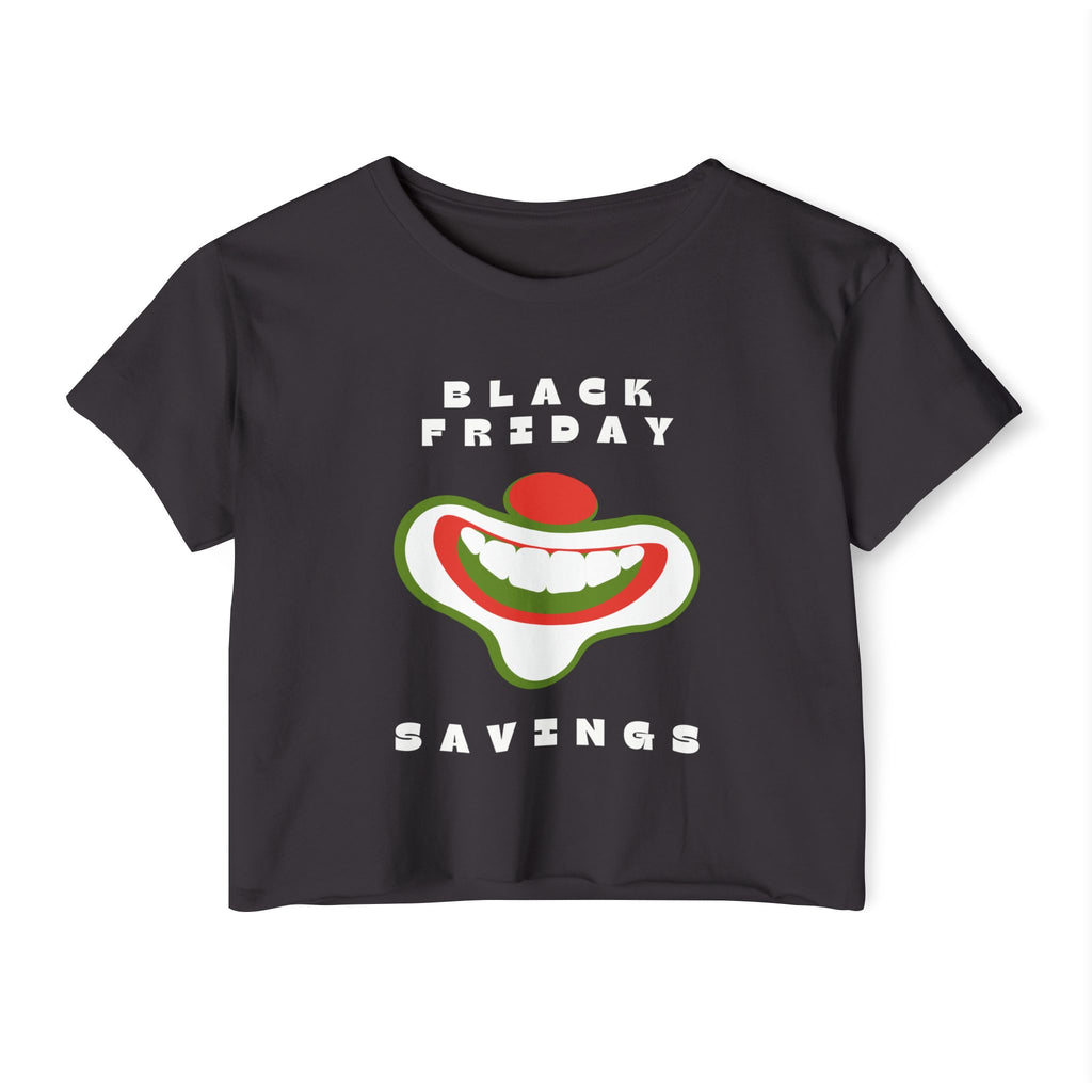 Black Friday (Coupon Clown Grin) Baby Tee Crop Top