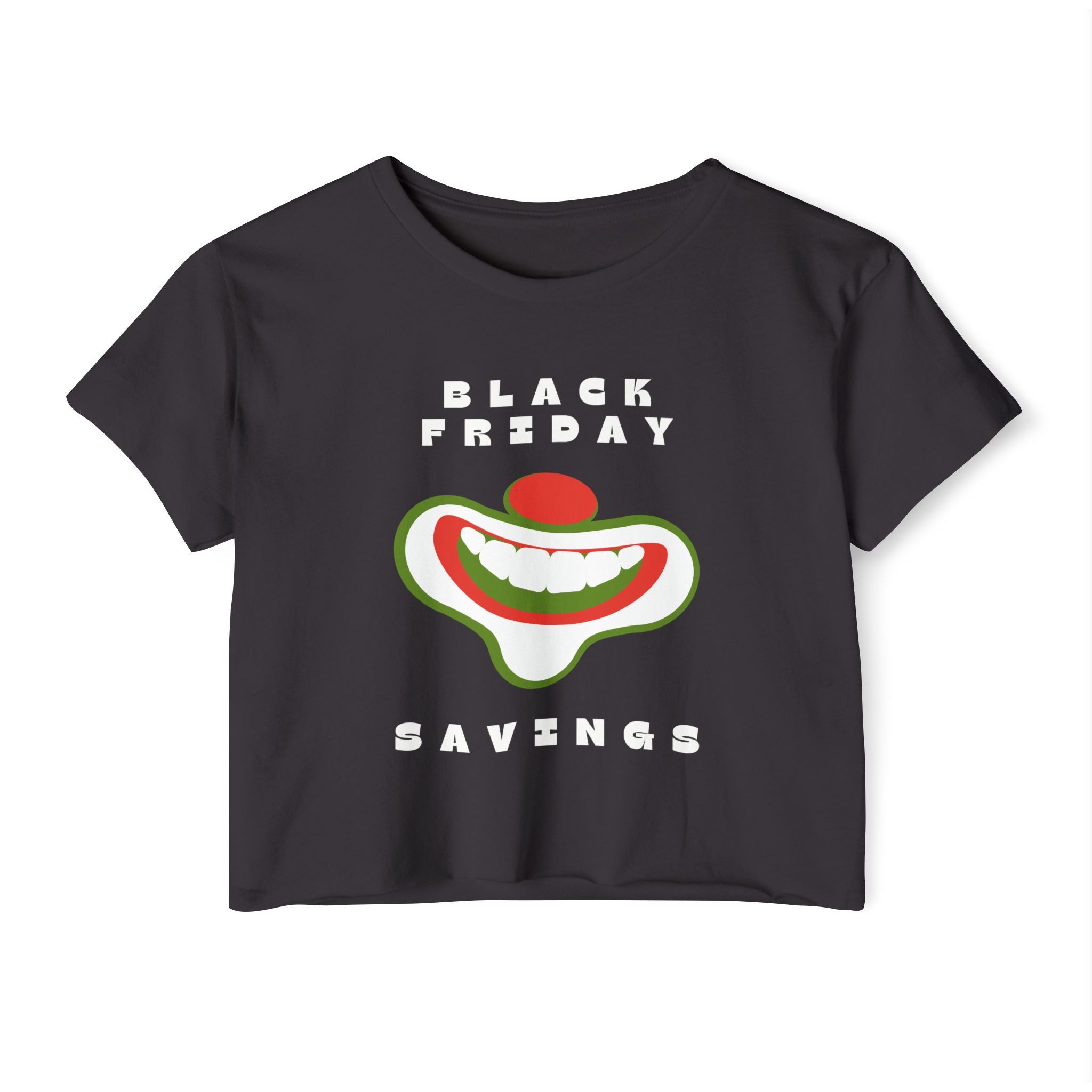 Black Friday (Coupon Clown Grin) Baby Tee Crop Top