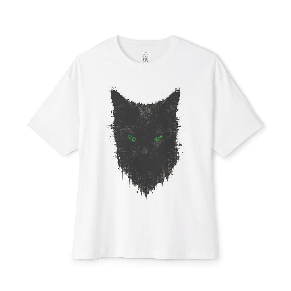 Matrix Eyed Black Cat Oversized Tee