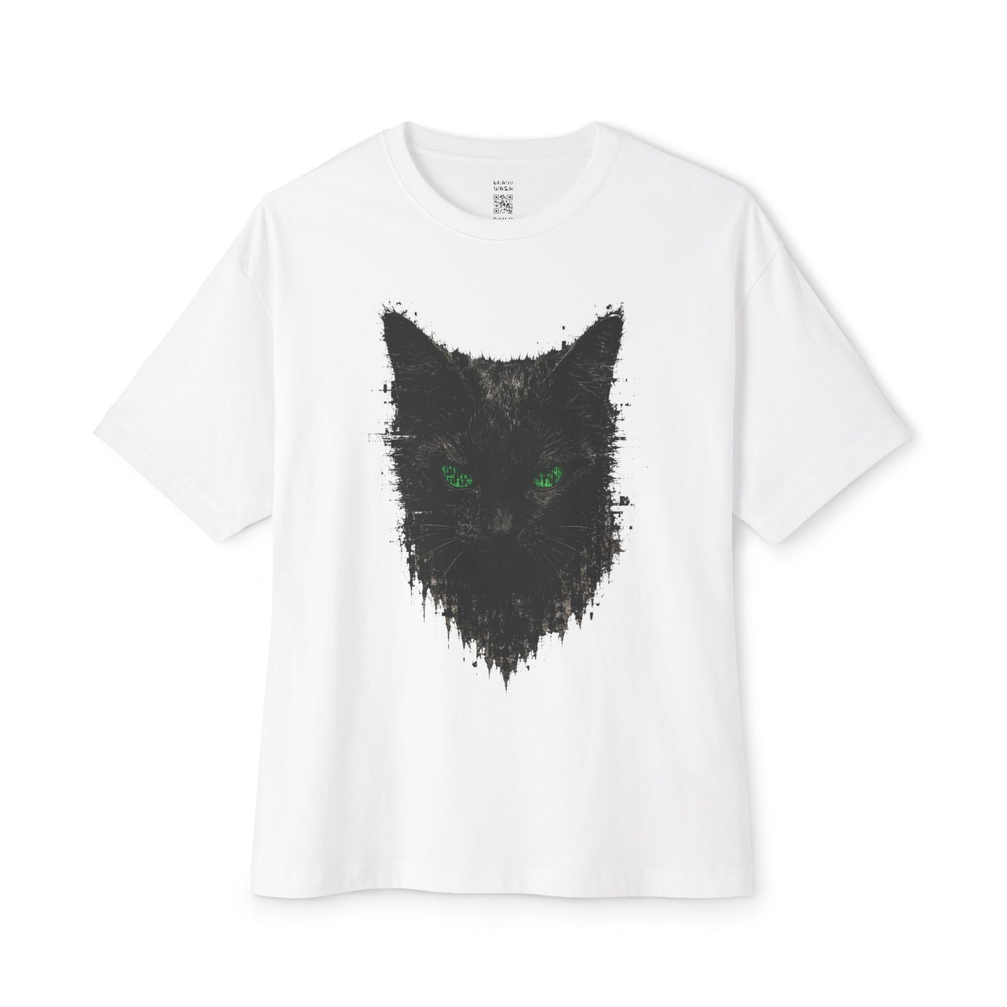 Matrix Eyed Black Cat Oversized Tee
