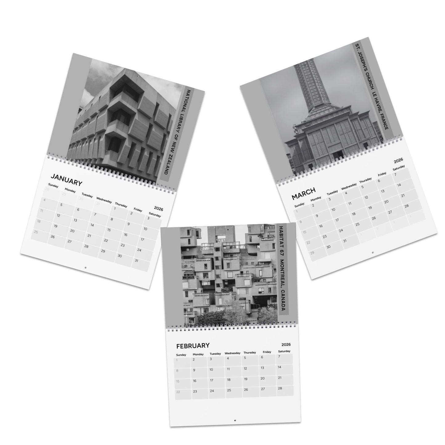 Brutalist Structures Of The World 2026 Wall Calendar