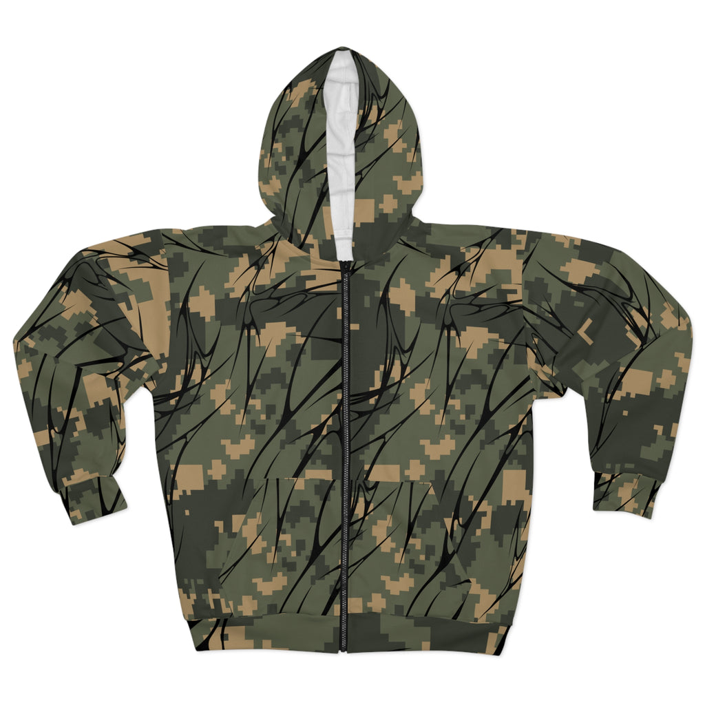 Cyber Sigil Digital Camo Zip Up Hoodie