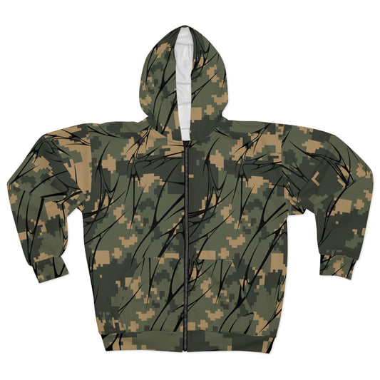 Cyber Sigil Digital Camo Zip Up Hoodie