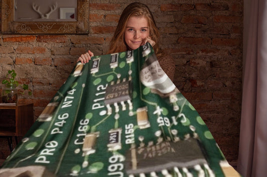 Circuitboard Velveteen Plush Throw Blanket