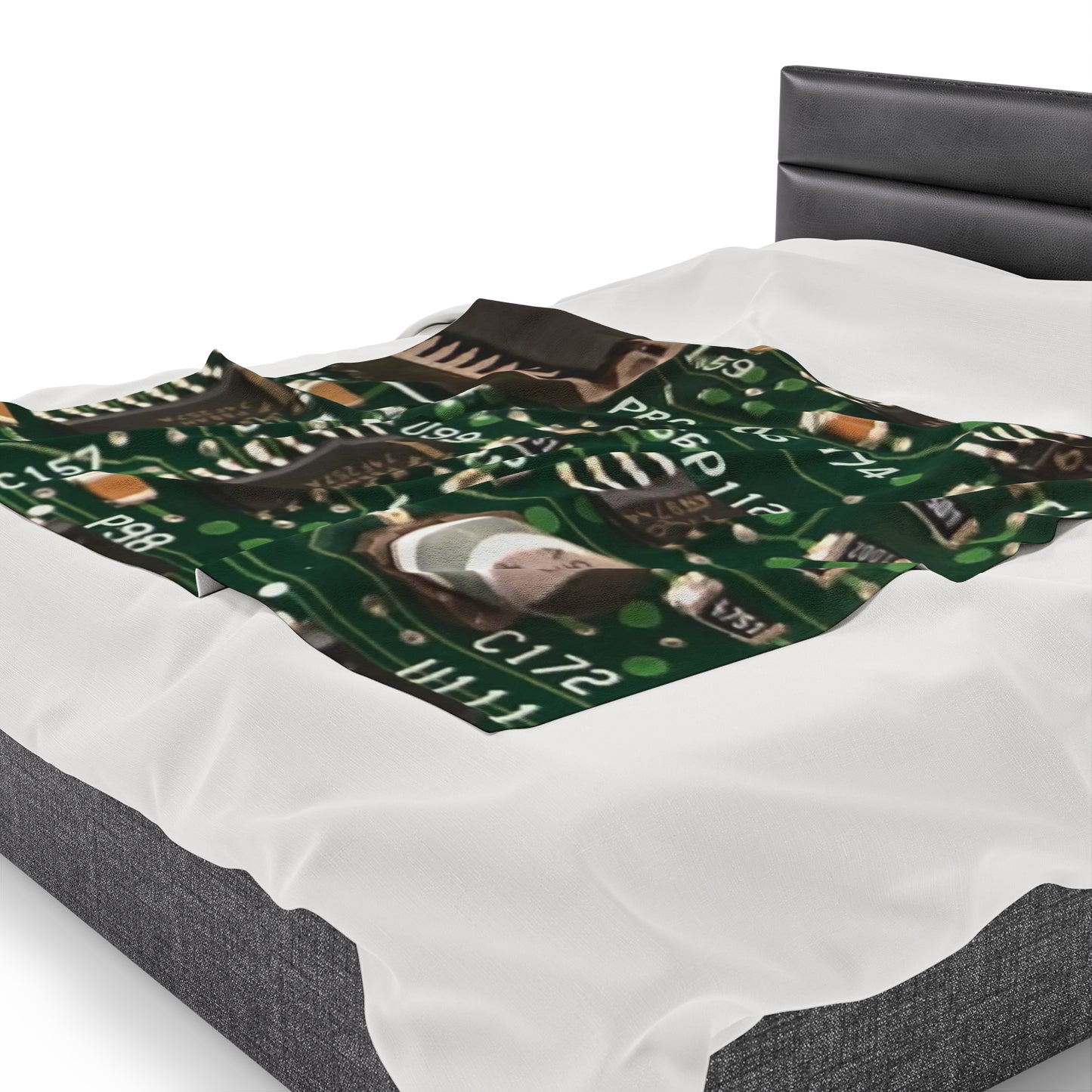 Circuitboard Velveteen Plush Throw Blanket