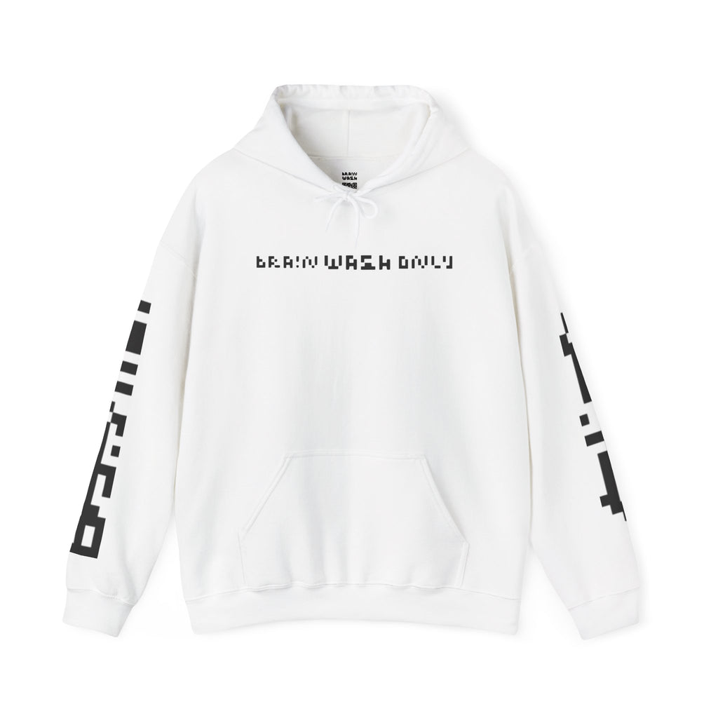 Brain Wash Only QR Sleeve White Hoodie