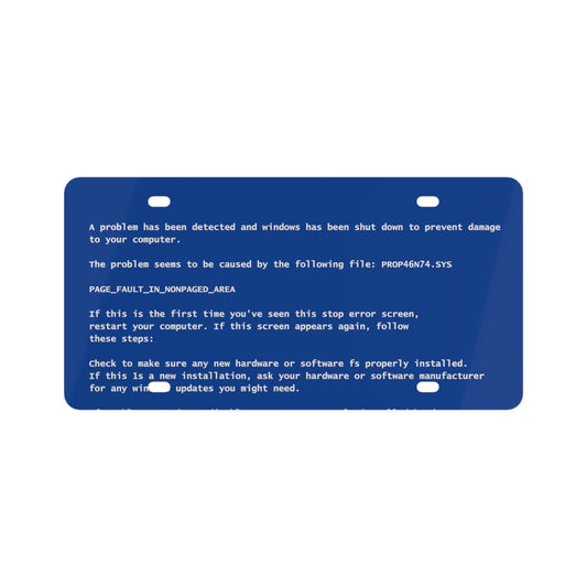 BSoD (Blue Screen of Death) License Plate