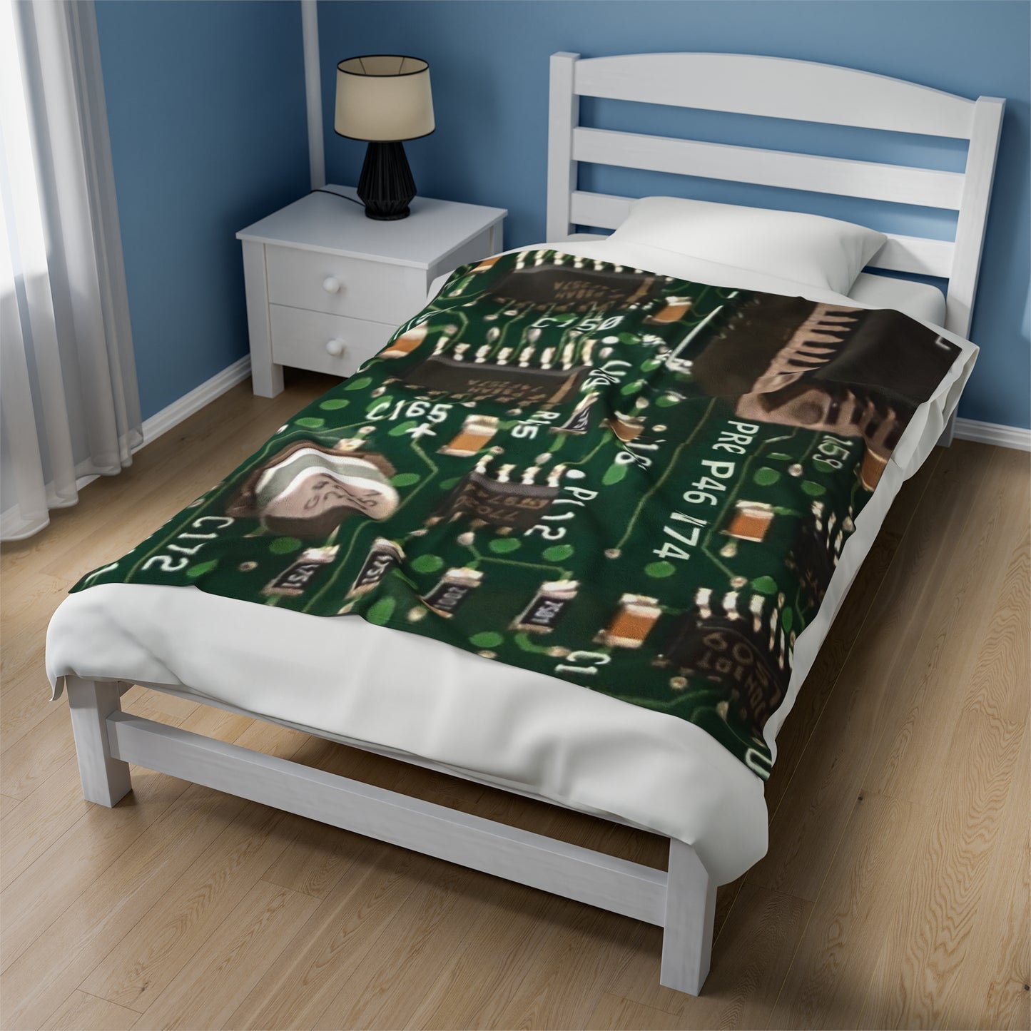 Circuitboard Velveteen Plush Throw Blanket