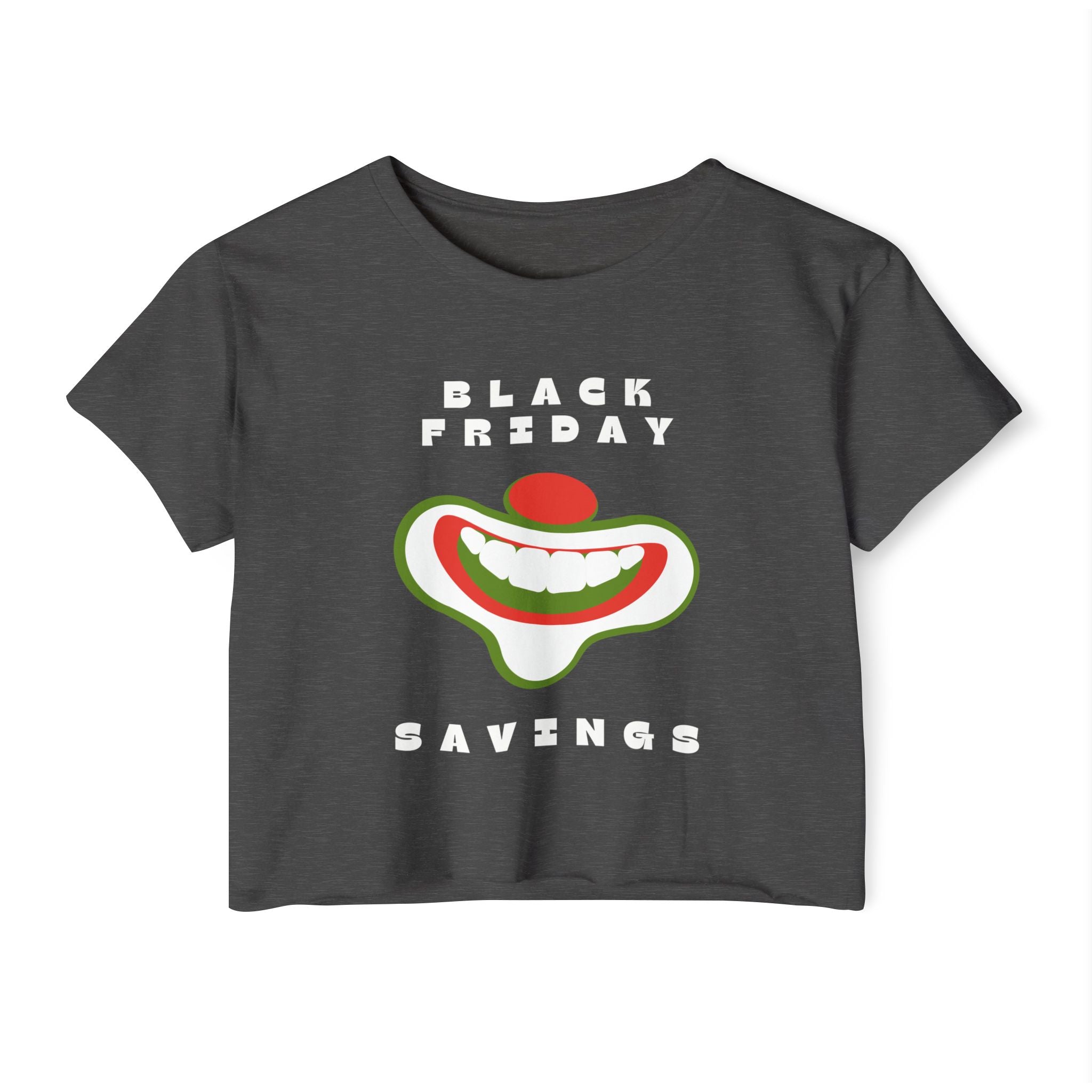 Black Friday (Coupon Clown Grin) Baby Tee Crop Top