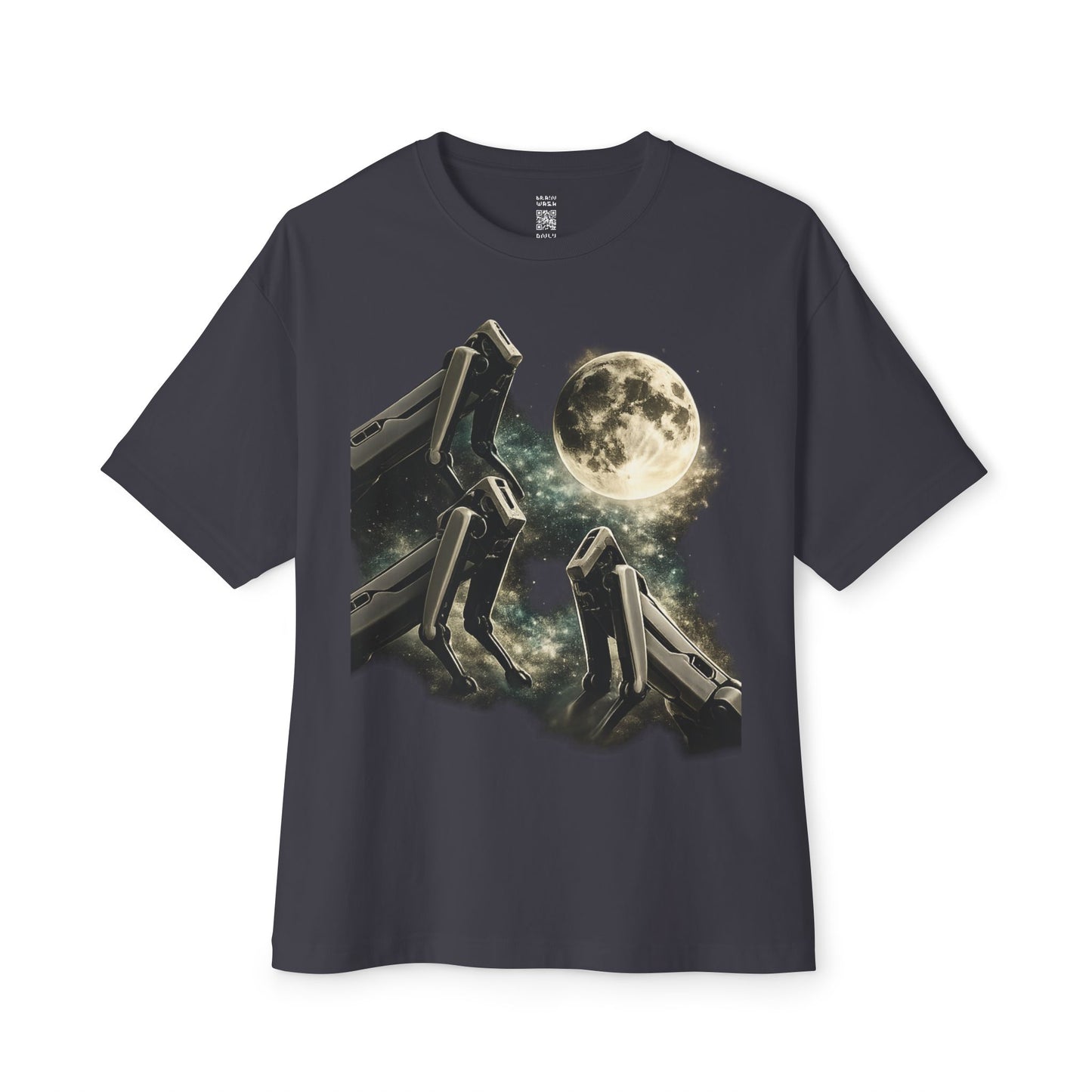 3 Robot Wolves Howling at the Moon Oversized Tee
