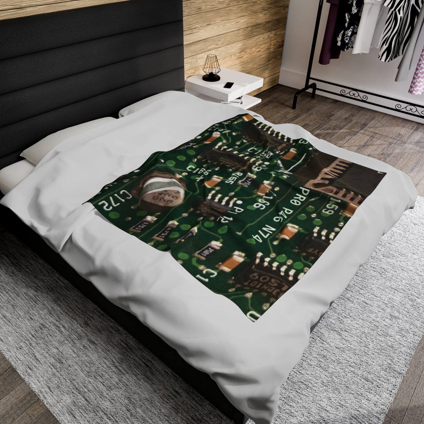 Circuitboard Velveteen Plush Throw Blanket