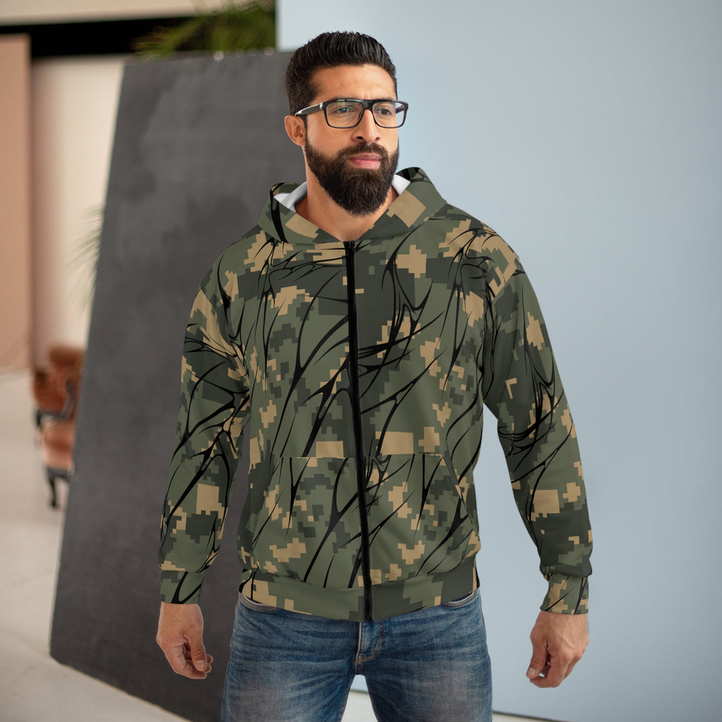 Cyber Sigil Digital Camo Zip Up Hoodie