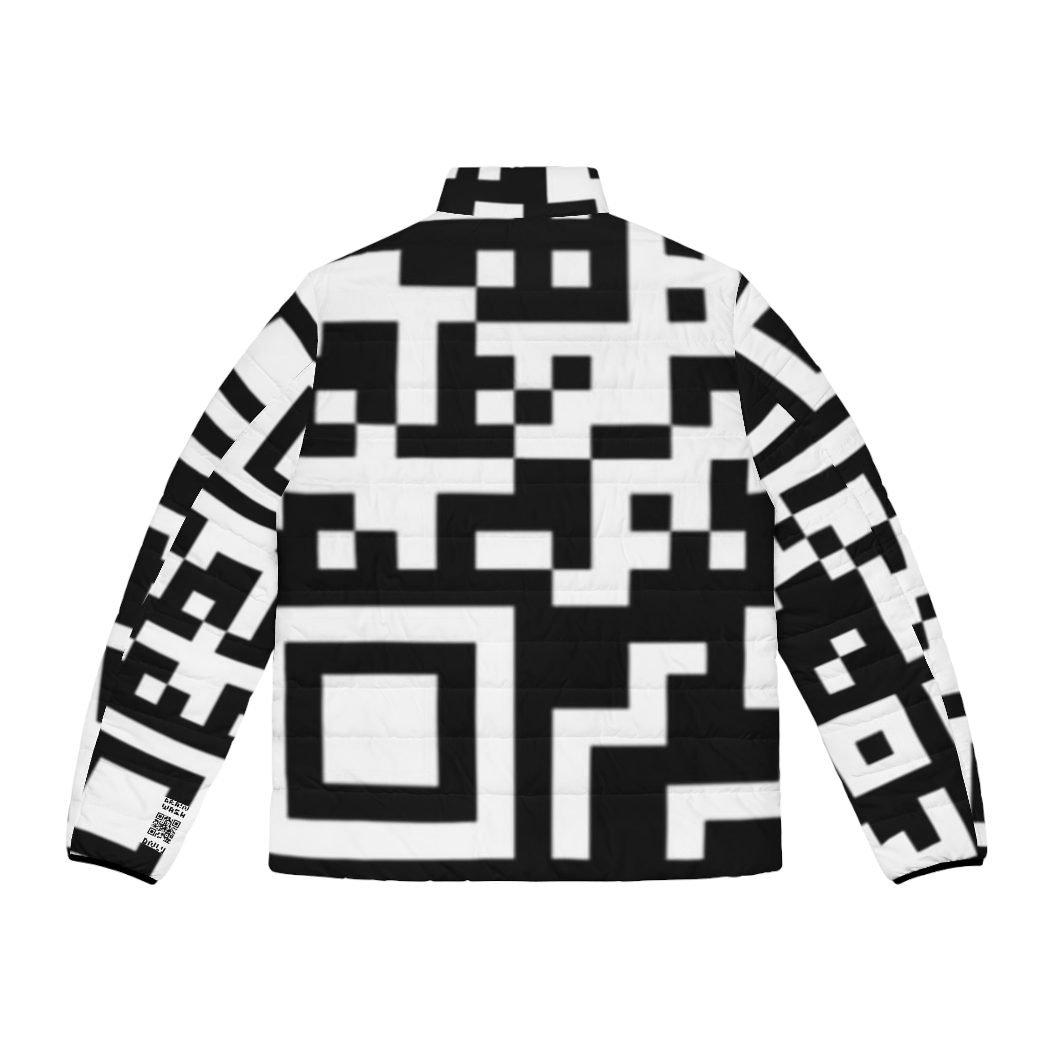 QR Print Puffer Jacket for Men
