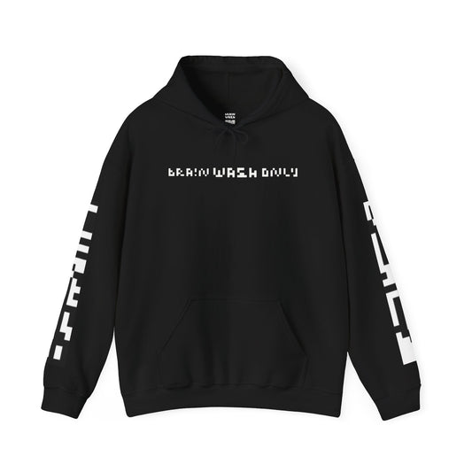 “Brain Wash Only” QR Sleeve Black Hoodie