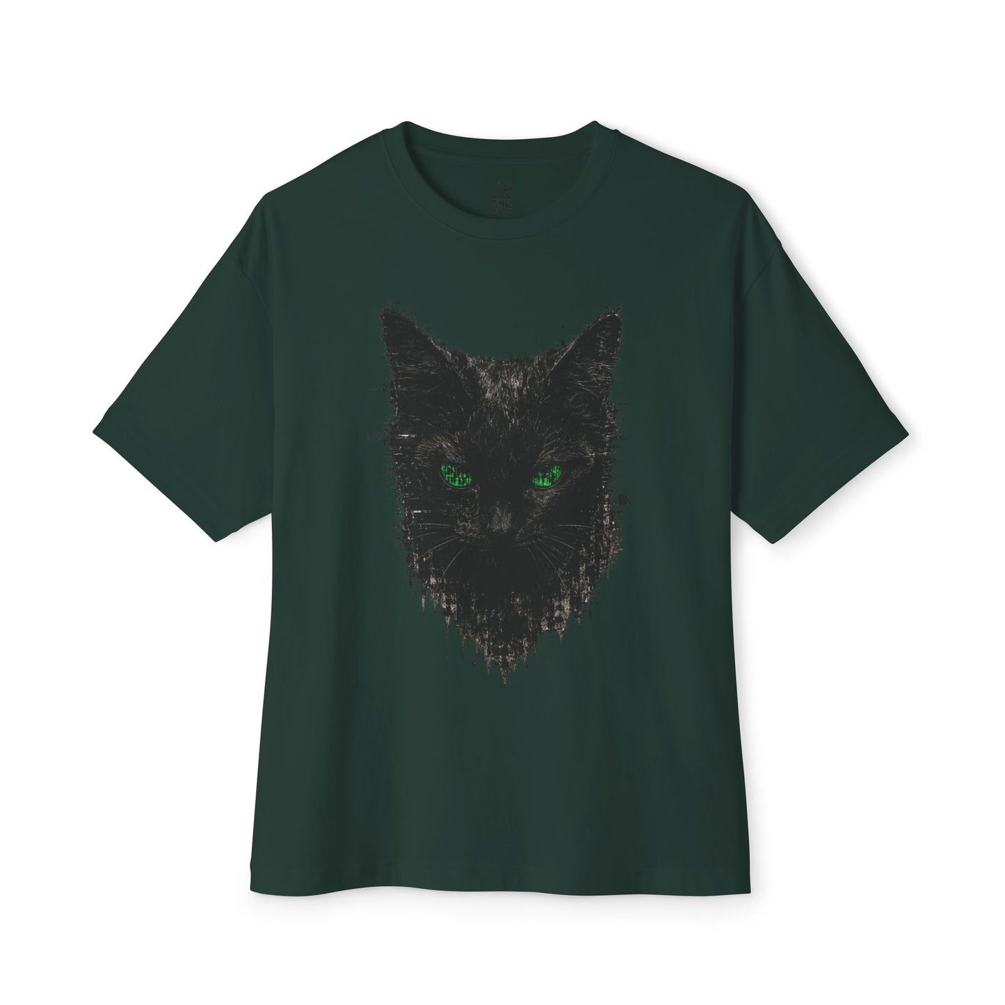 Matrix Eyed Black Cat Oversized Tee