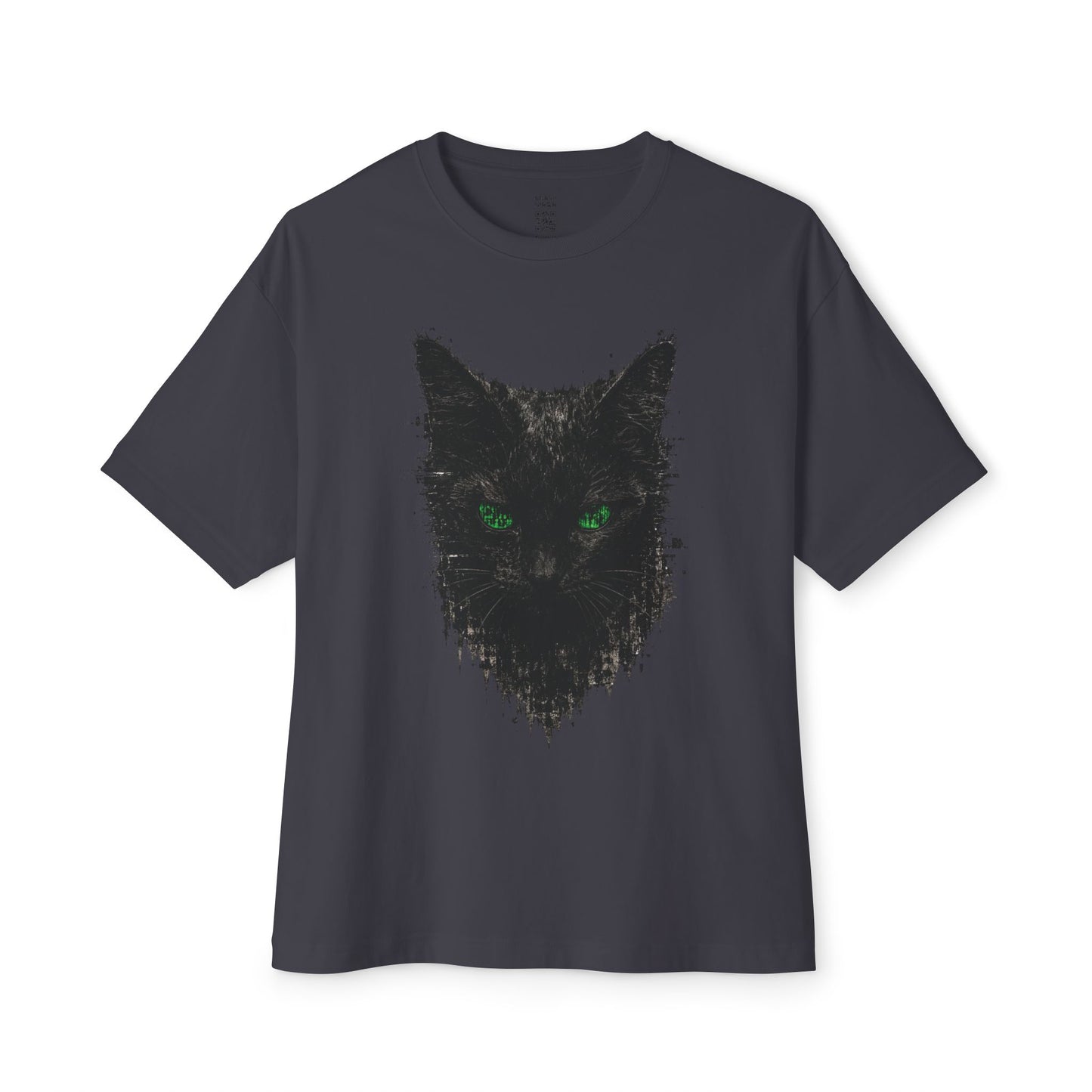 Matrix Eyed Black Cat Oversized Tee